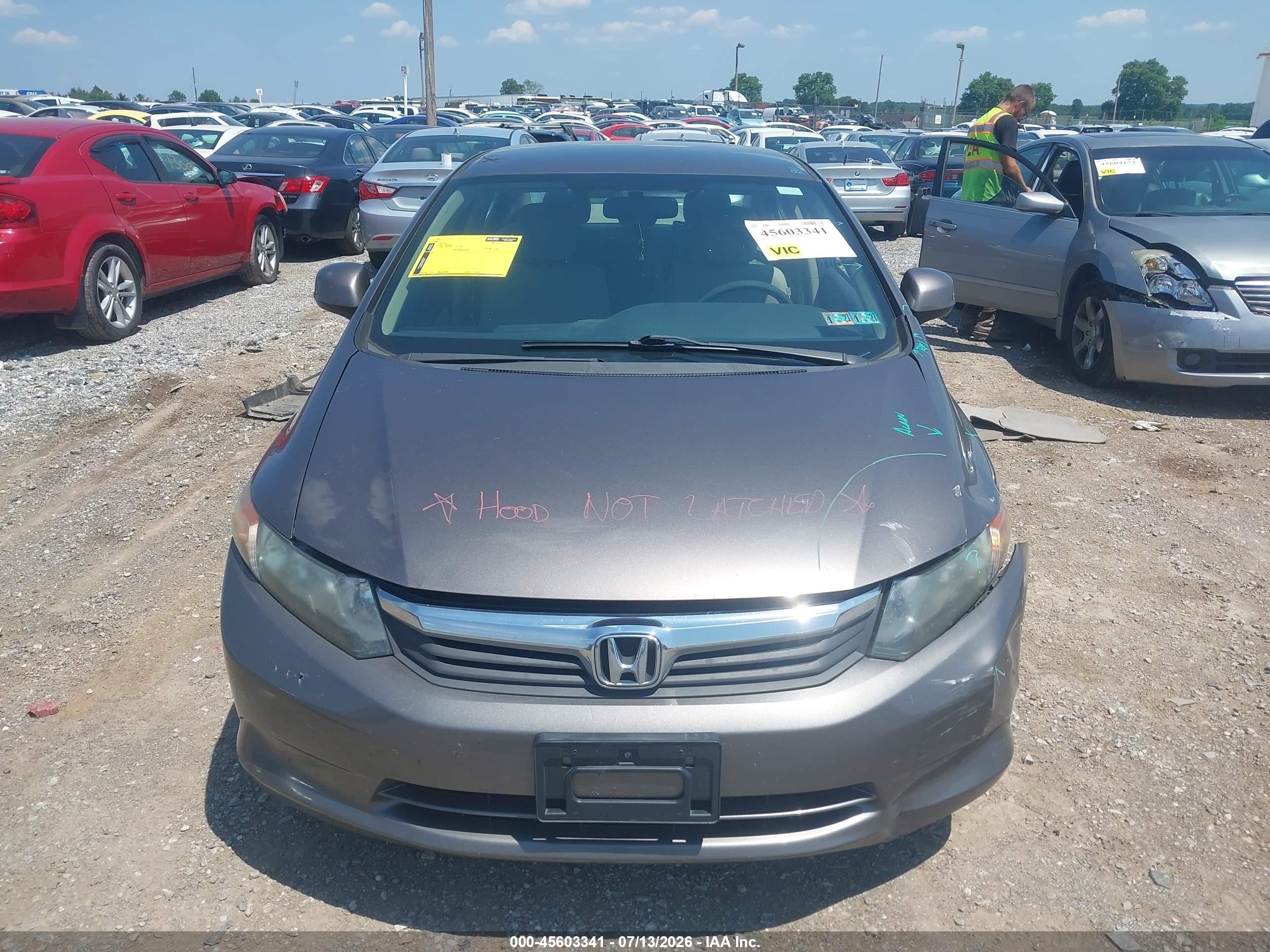 2012 Honda Civic Lx Gray vin: 19XFB2F53CE377176