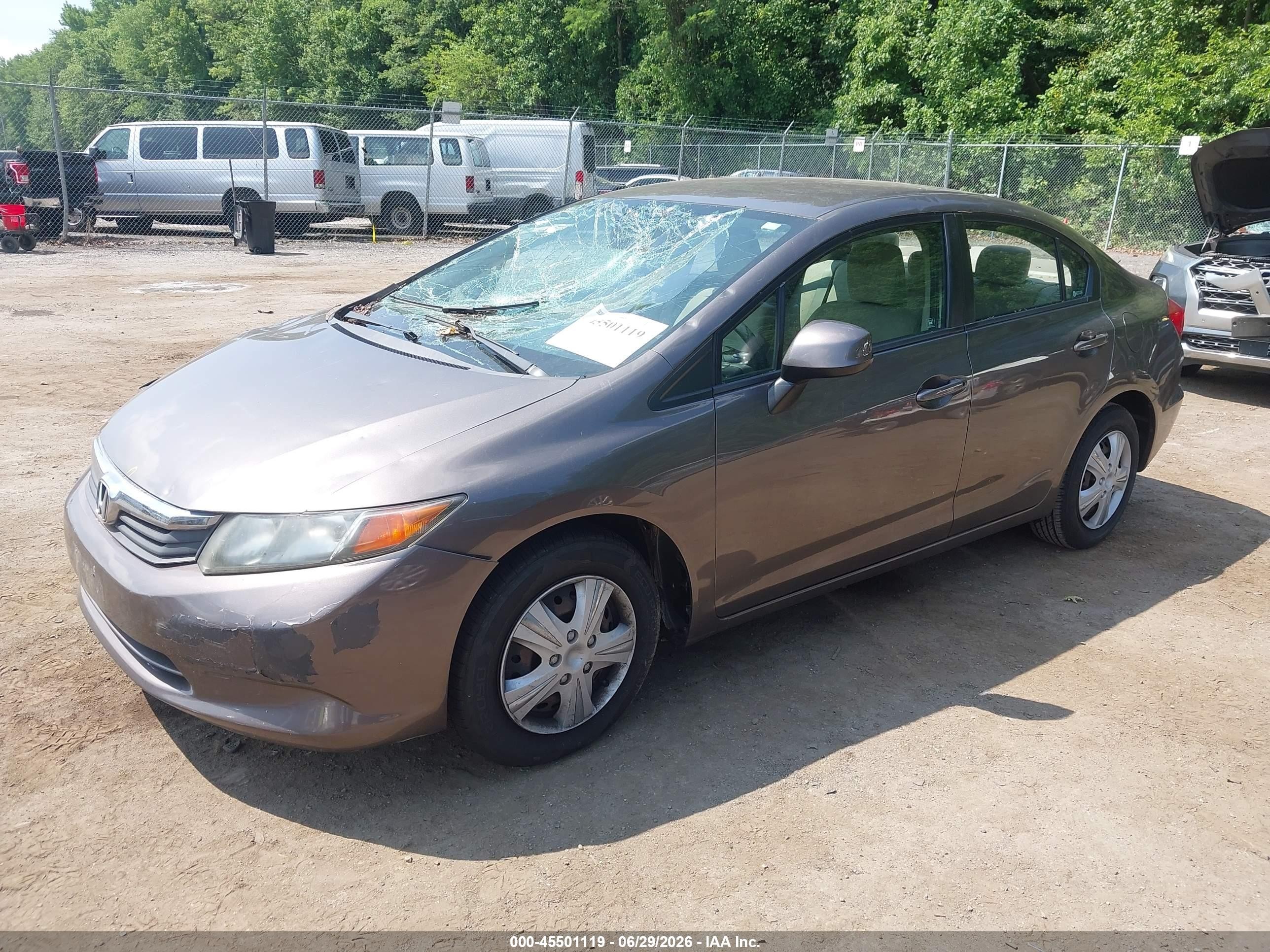 2012 Honda Civic Lx Gray vin: 19XFB2F53CE382734