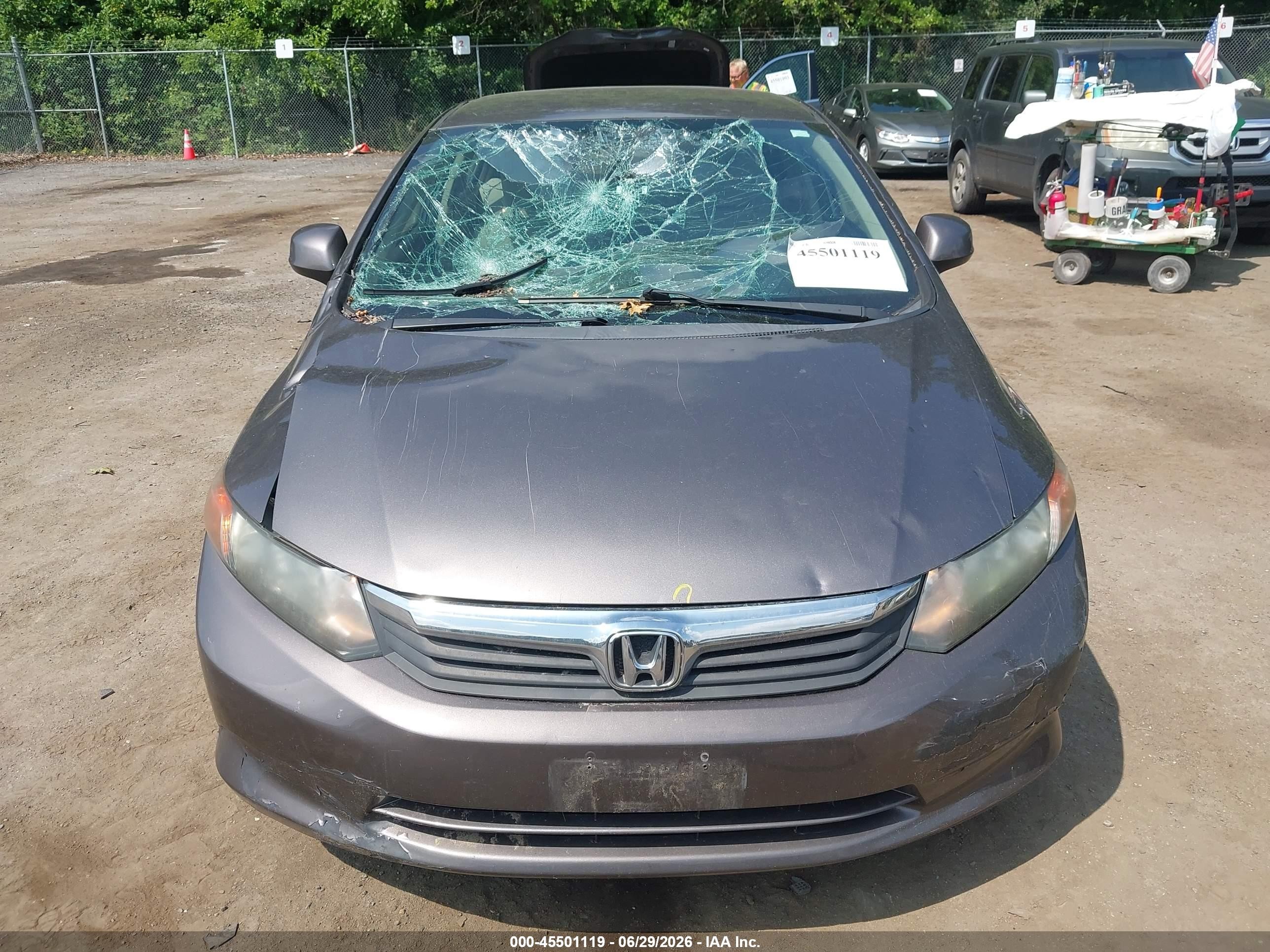 2012 Honda Civic Lx Gray vin: 19XFB2F53CE382734