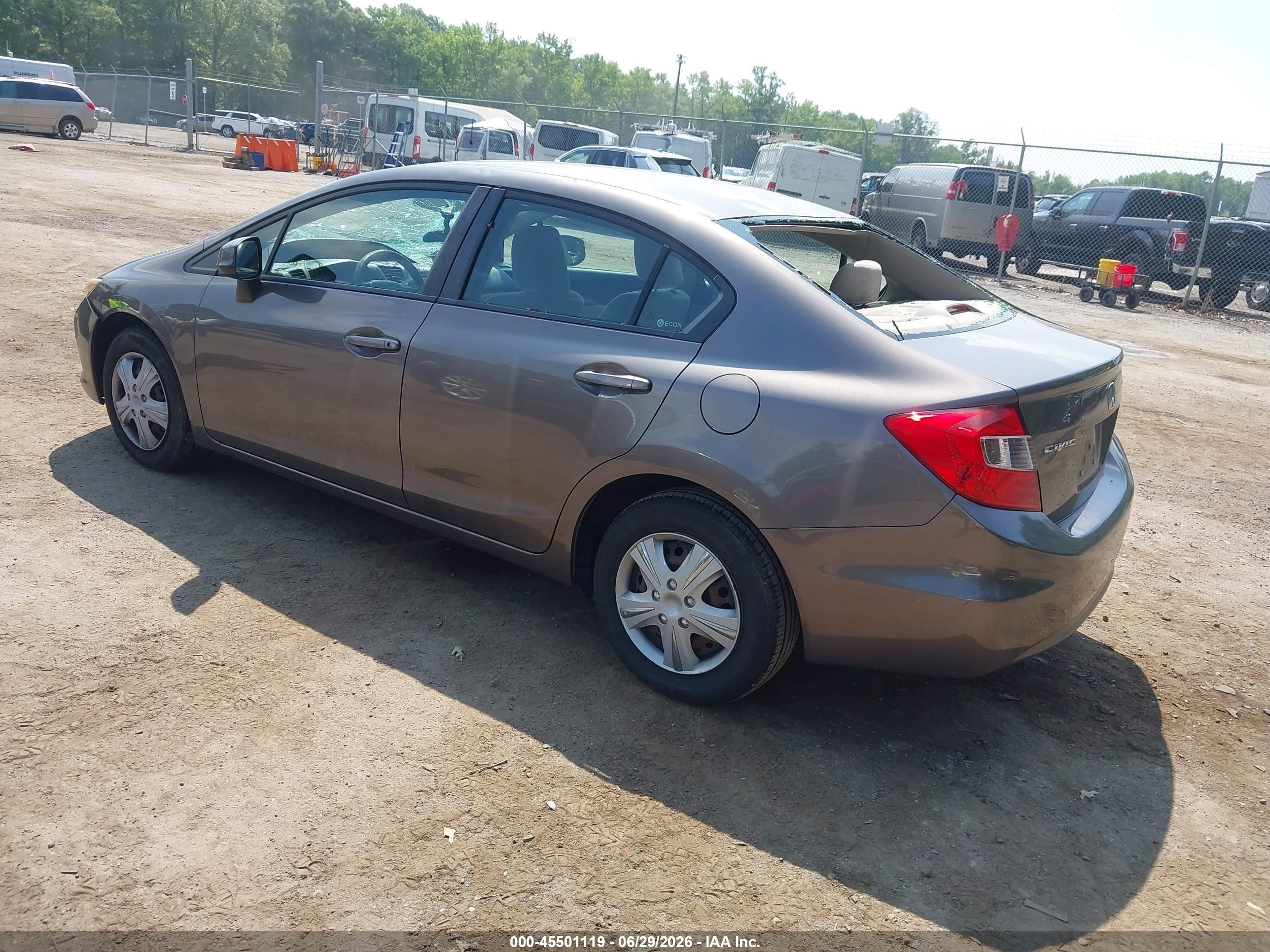 2012 Honda Civic Lx Gray vin: 19XFB2F53CE382734