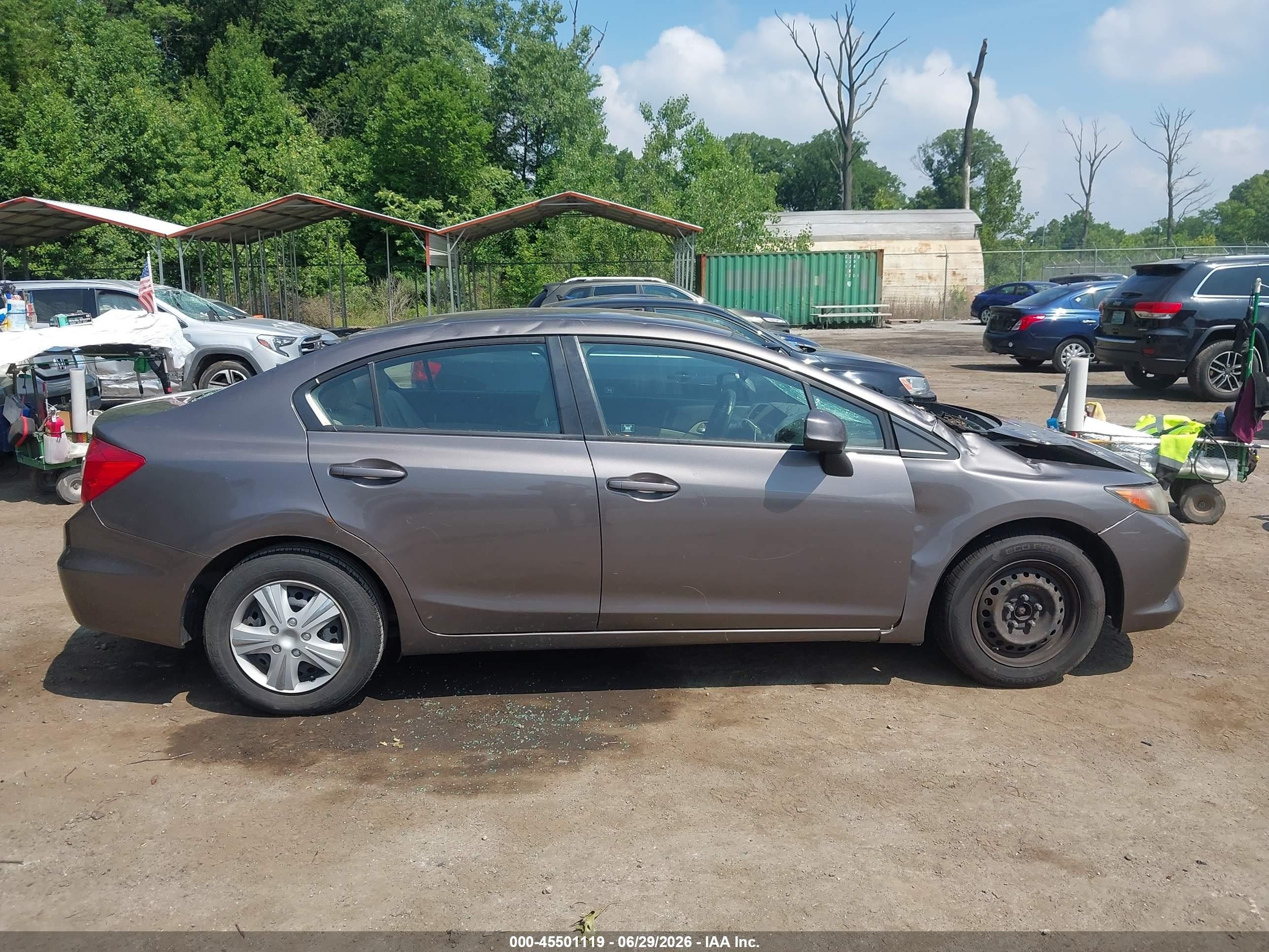 2012 Honda Civic Lx Gray vin: 19XFB2F53CE382734