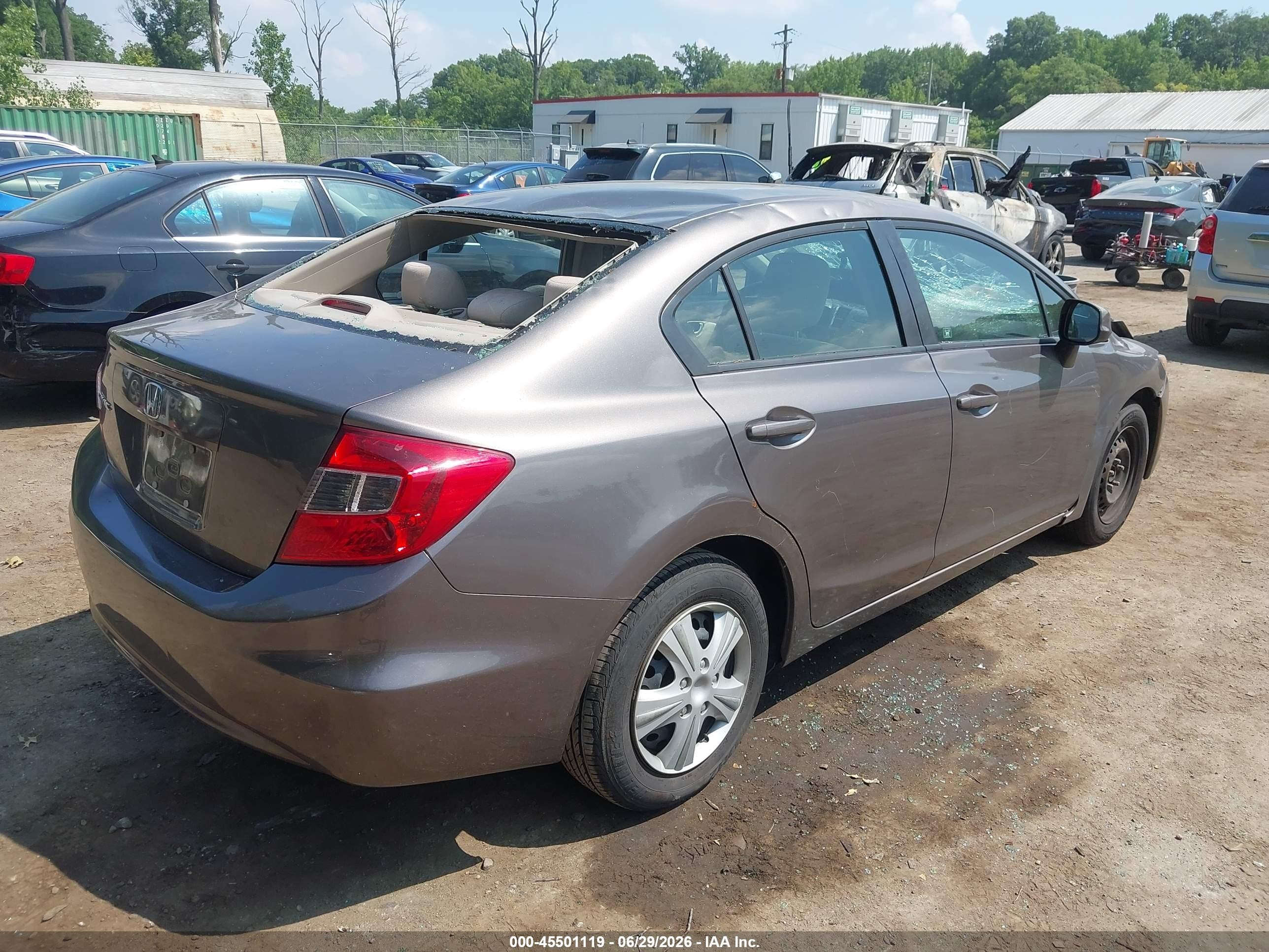 2012 Honda Civic Lx Gray vin: 19XFB2F53CE382734