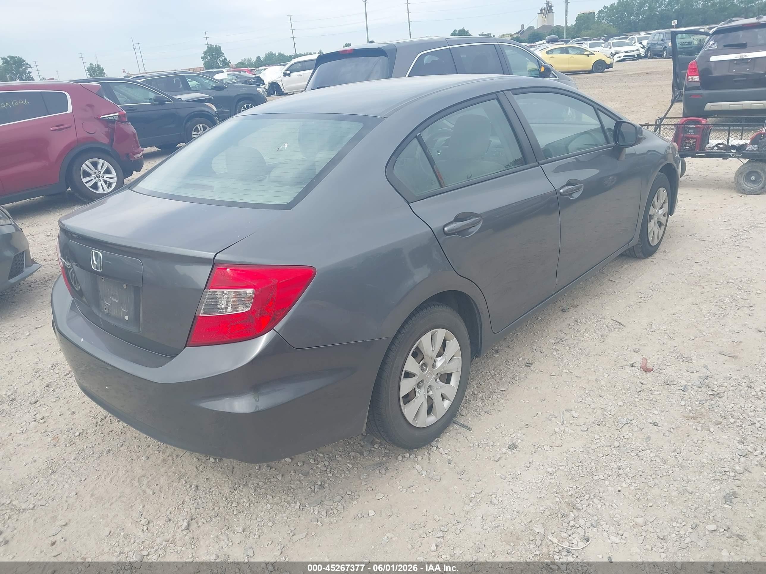 2012 Honda Civic Lx Серый vin: 19XFB2F53CE387402