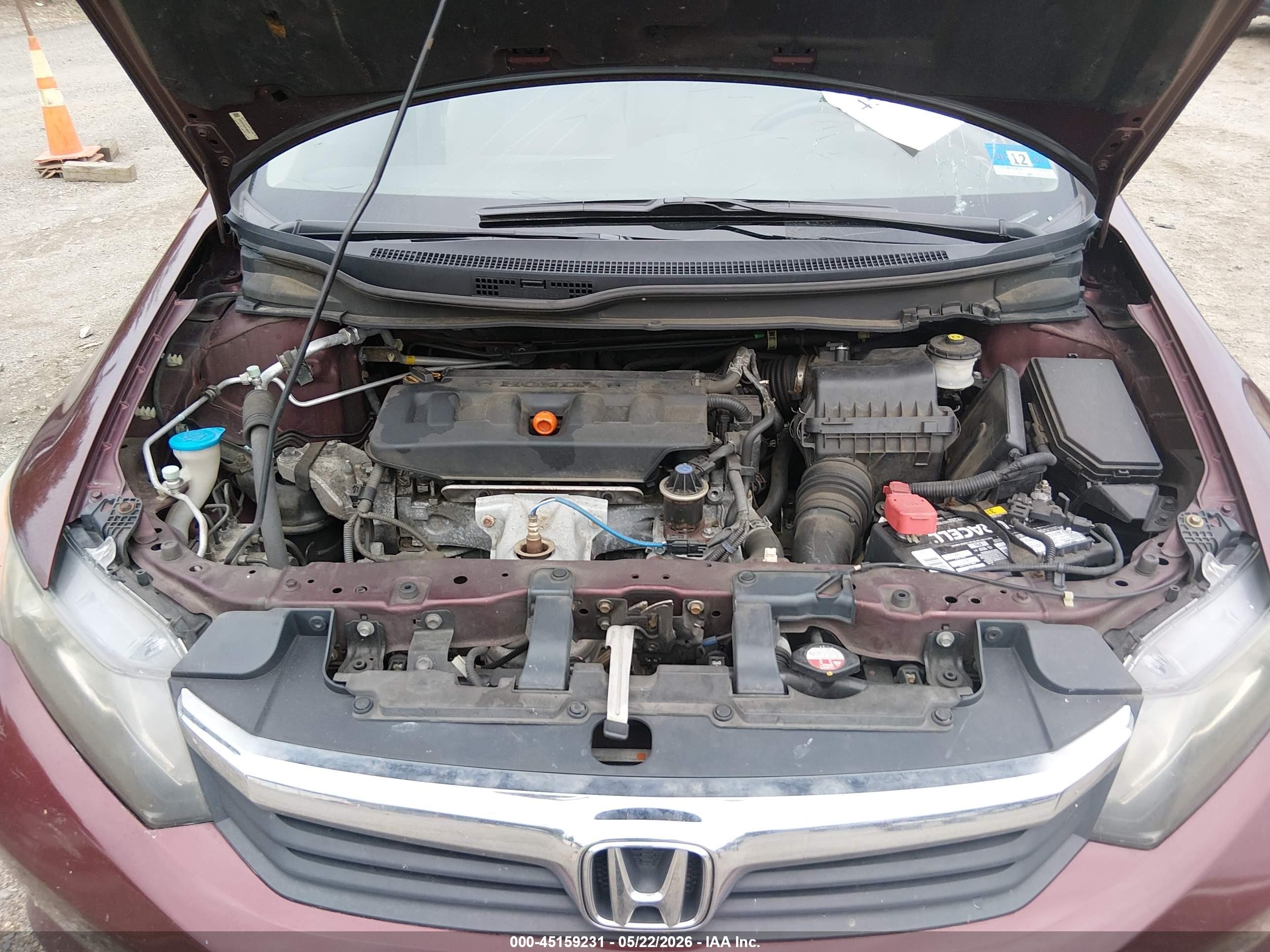 2012 Honda Civic Lx Maroon vin: 19XFB2F53CE392972