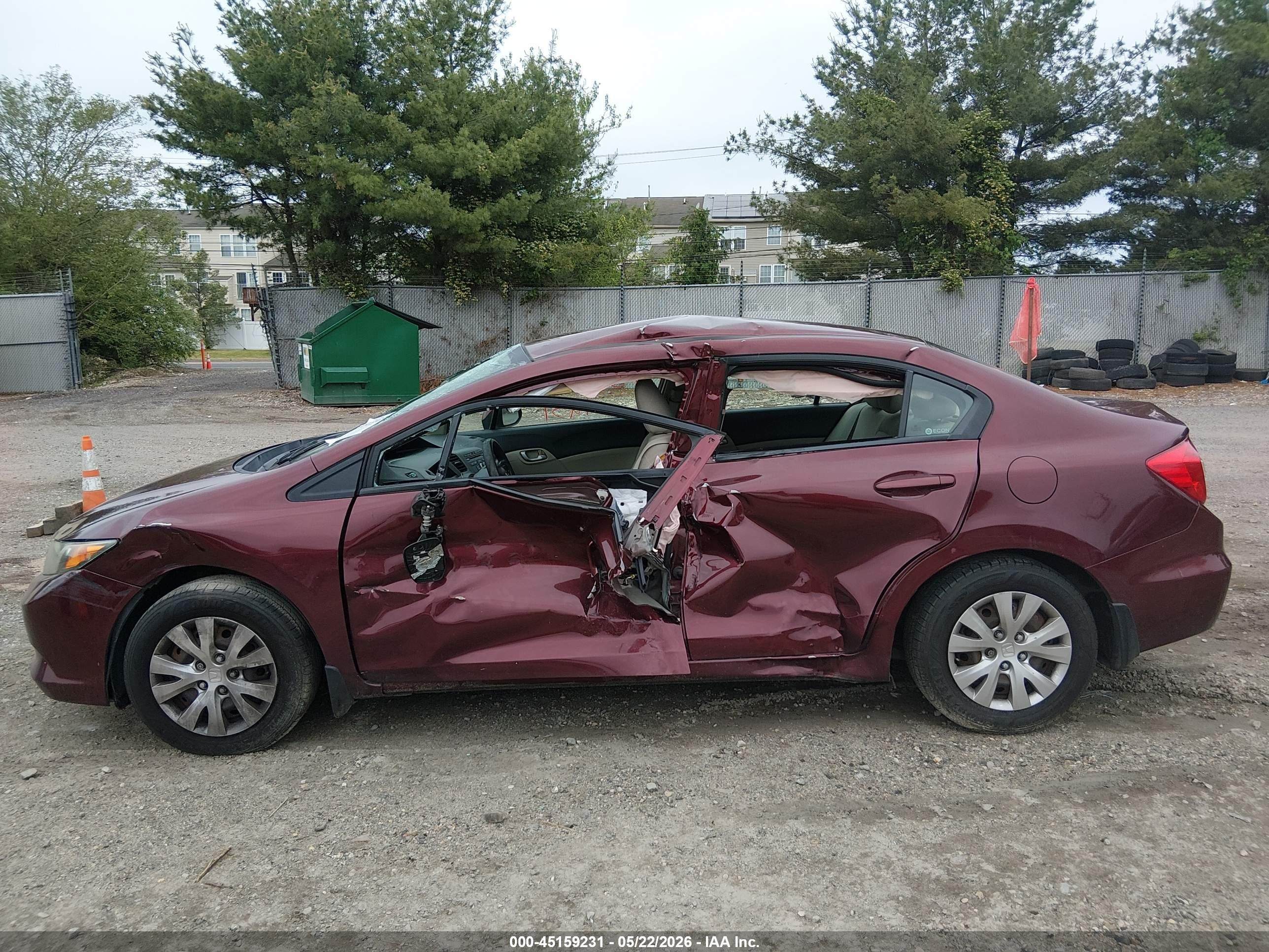 2012 Honda Civic Lx Maroon vin: 19XFB2F53CE392972