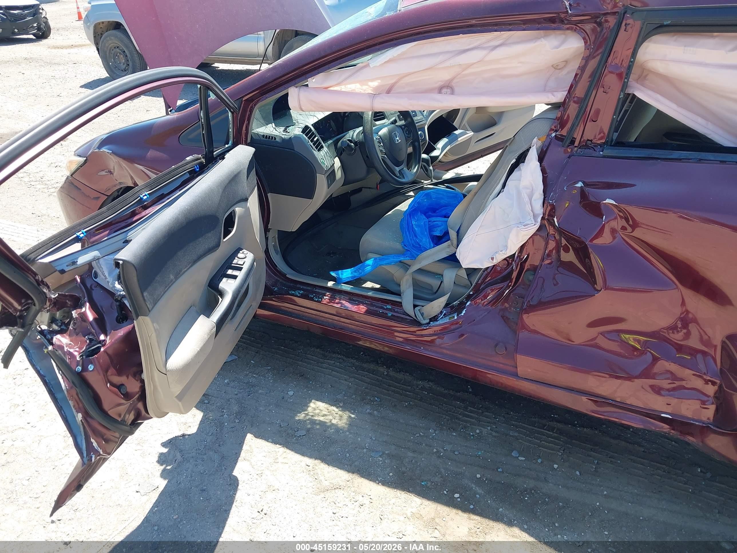 2012 Honda Civic Lx Maroon vin: 19XFB2F53CE392972
