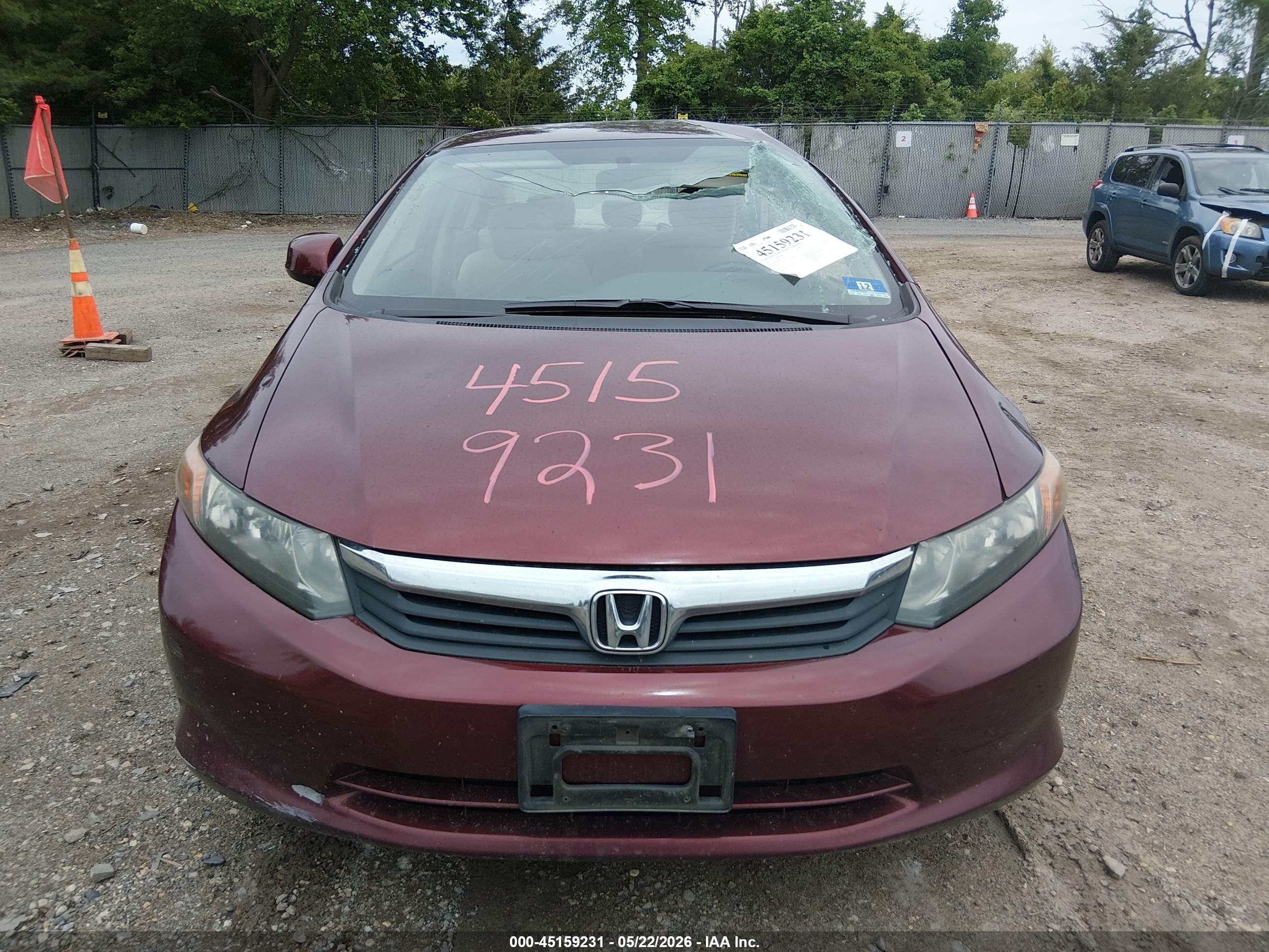 2012 Honda Civic Lx Maroon vin: 19XFB2F53CE392972