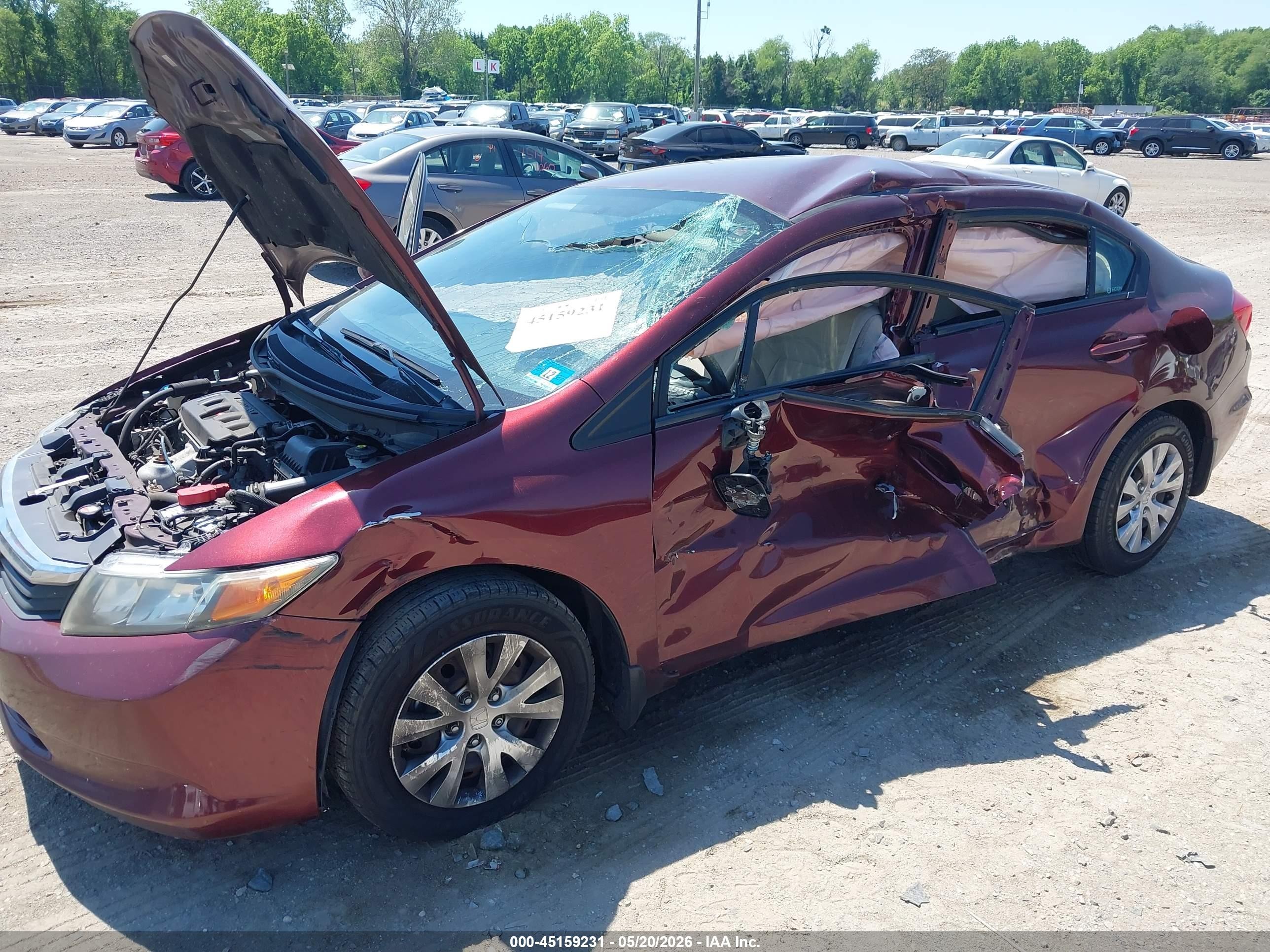 2012 Honda Civic Lx Maroon vin: 19XFB2F53CE392972