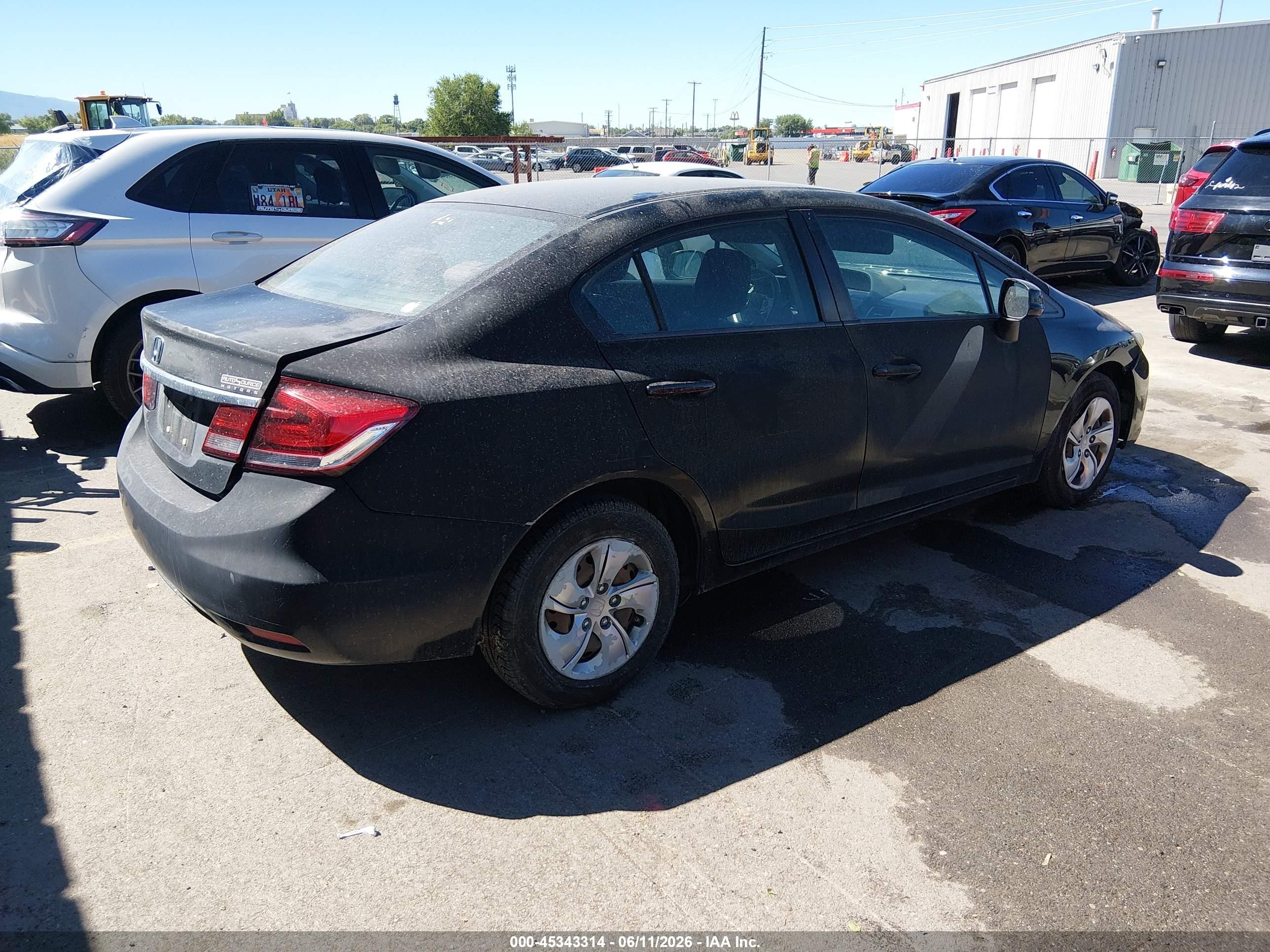 2013 Honda Civic Lx Black vin: 19XFB2F53DE007539
