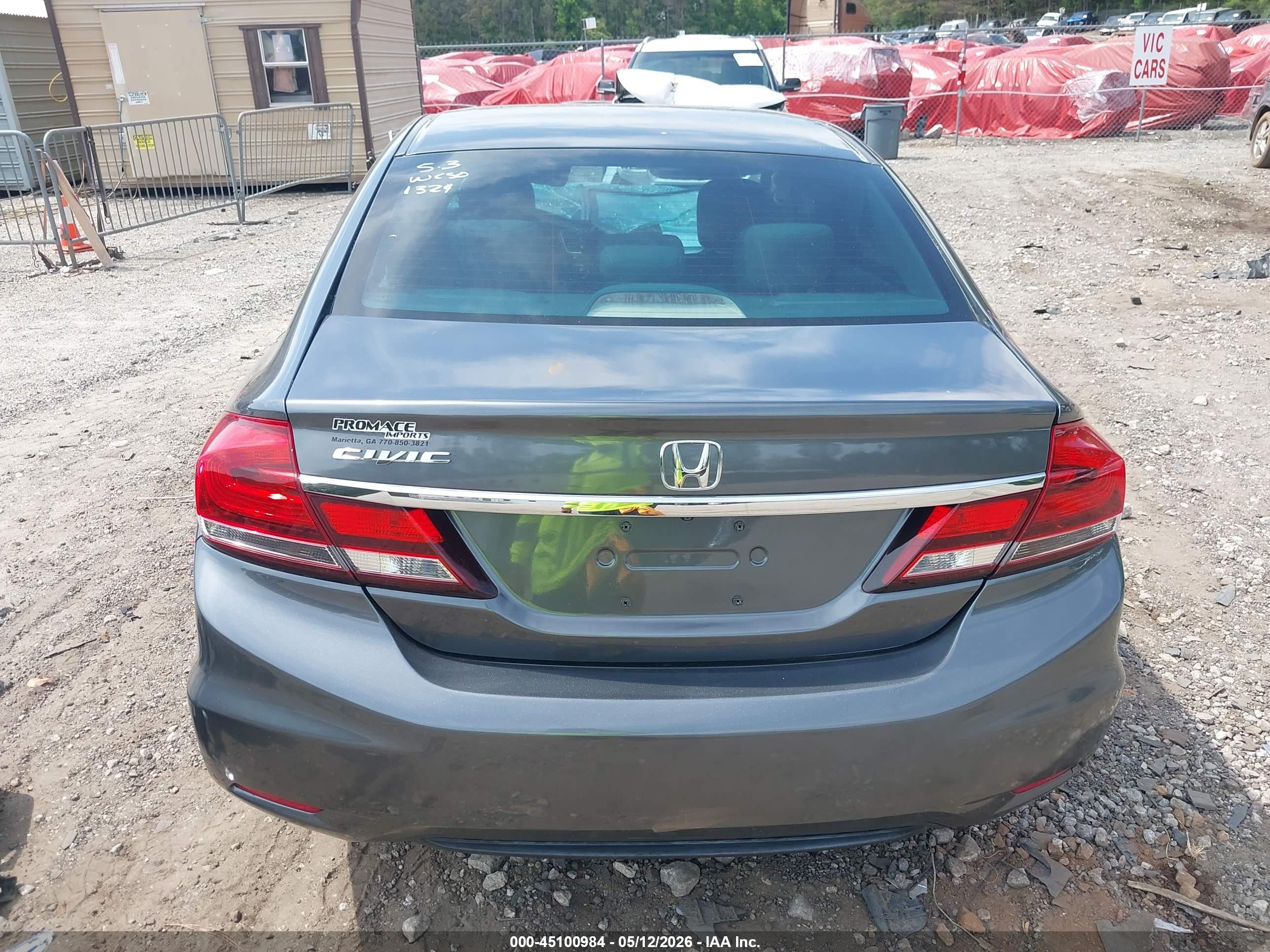 2013 Honda Civic Lx Gray vin: 19XFB2F53DE031324