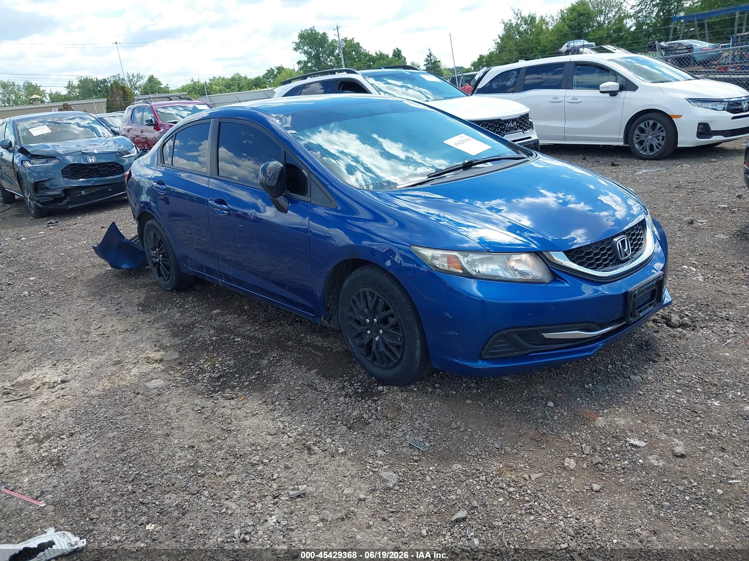 2013 Honda Civic Lx Blue vin: 19XFB2F53DE061102