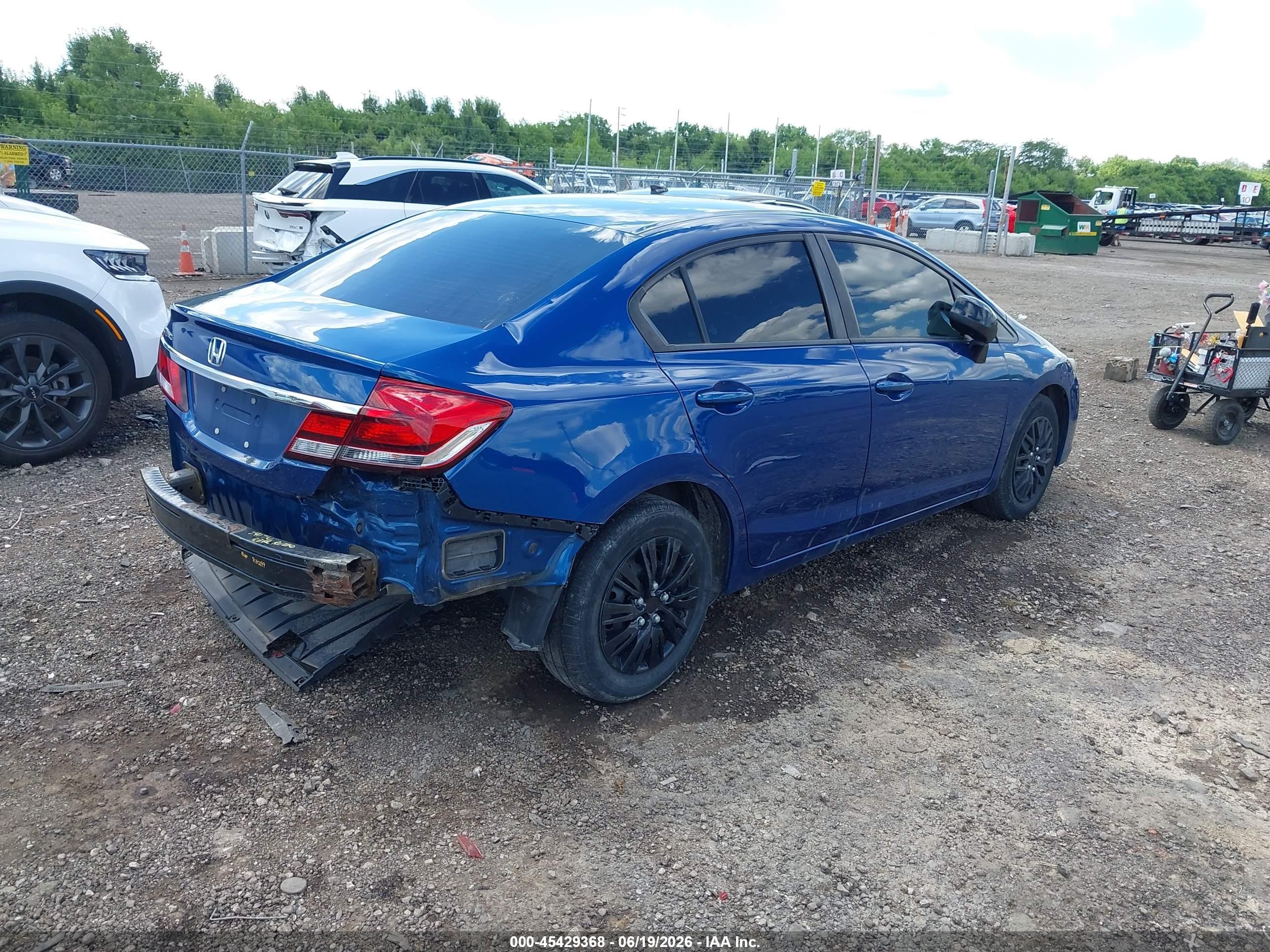 2013 Honda Civic Lx Blue vin: 19XFB2F53DE061102