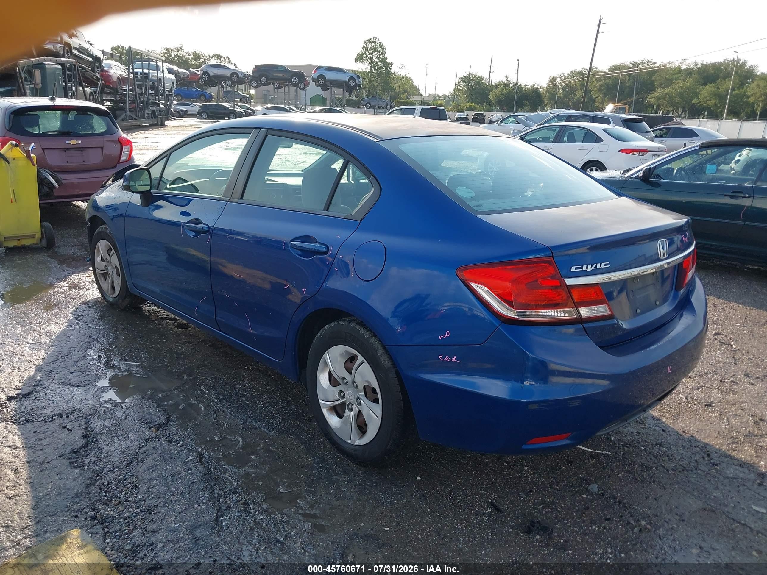 2013 Honda Civic Lx Blue vin: 19XFB2F53DE100075