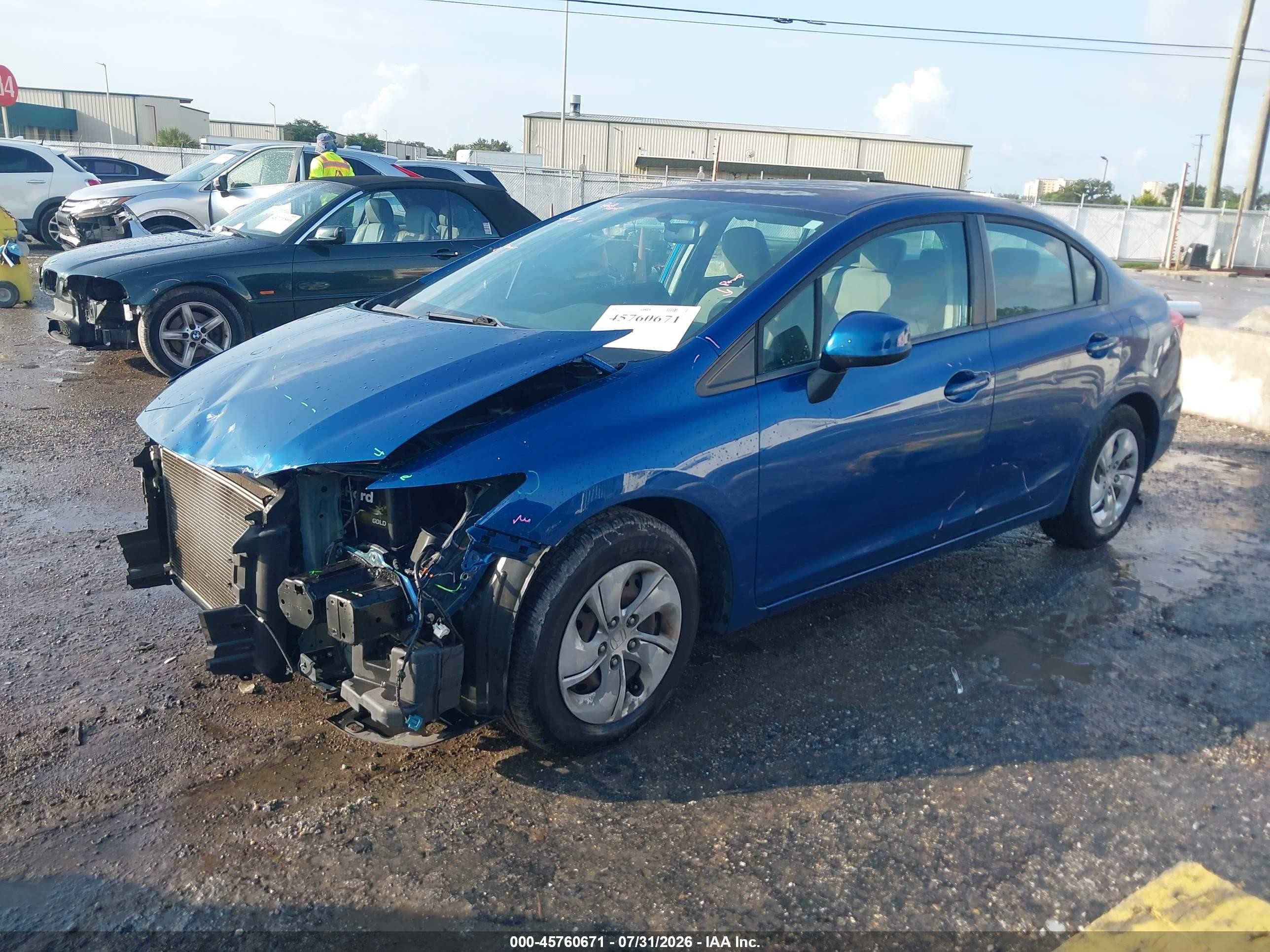 2013 Honda Civic Lx Blue vin: 19XFB2F53DE100075