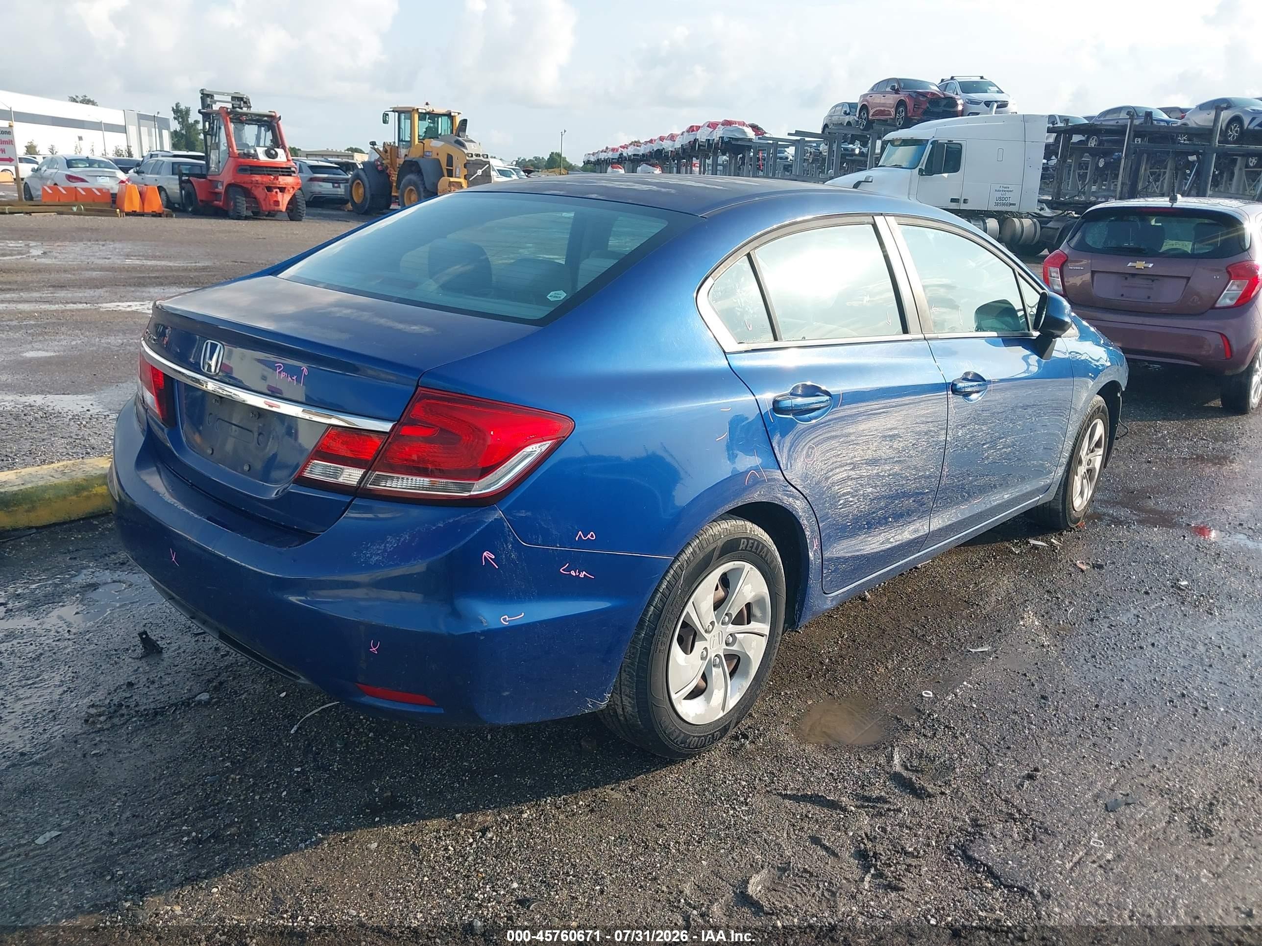 2013 Honda Civic Lx Blue vin: 19XFB2F53DE100075