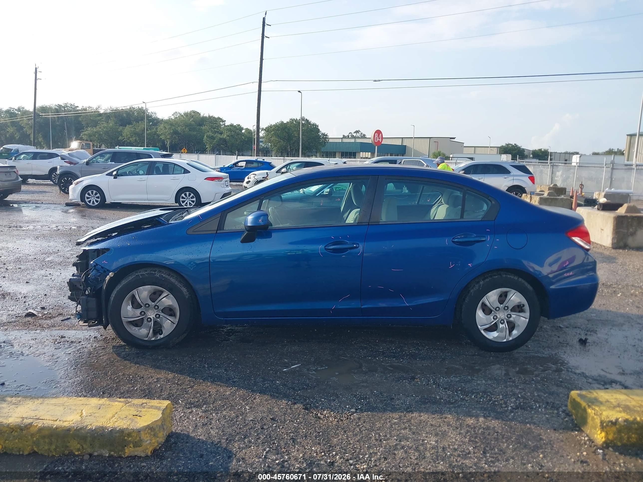 2013 Honda Civic Lx Blue vin: 19XFB2F53DE100075