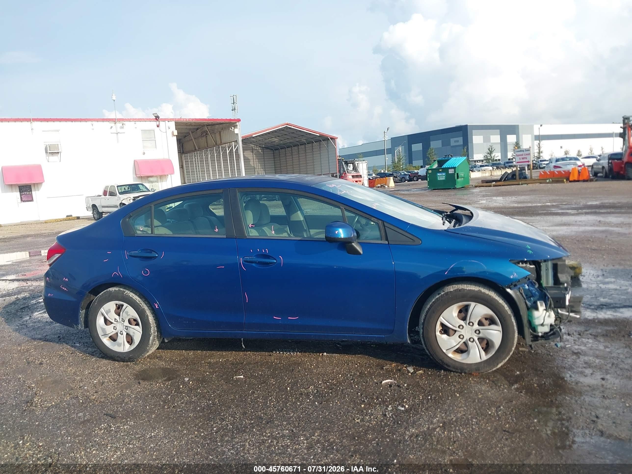 2013 Honda Civic Lx Blue vin: 19XFB2F53DE100075