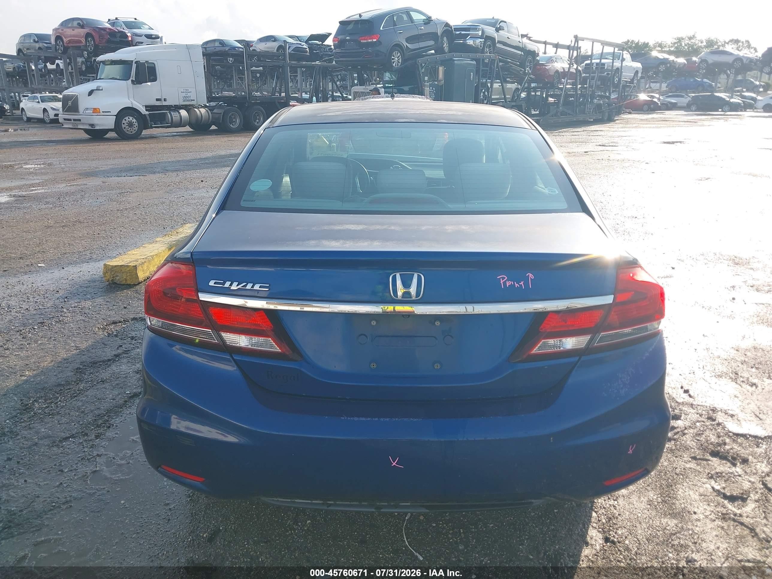 2013 Honda Civic Lx Blue vin: 19XFB2F53DE100075