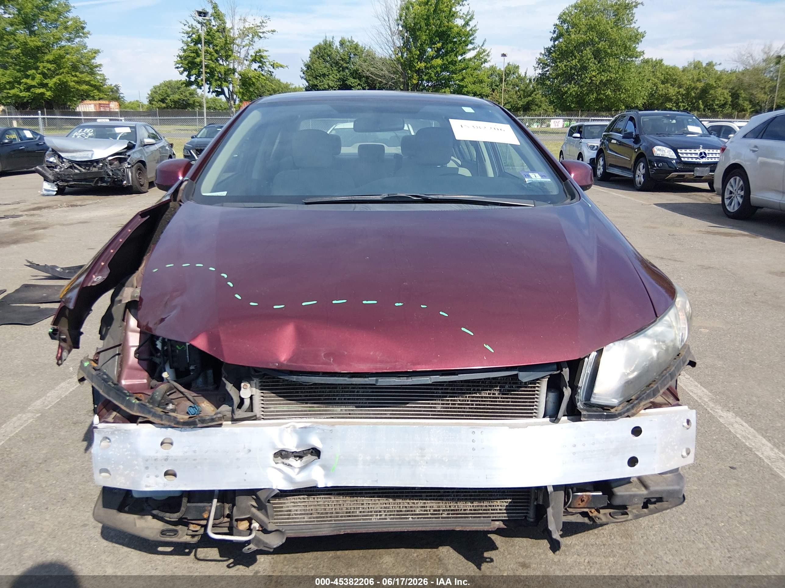 2013 Honda Civic Lx Бордовый vin: 19XFB2F53DE202640