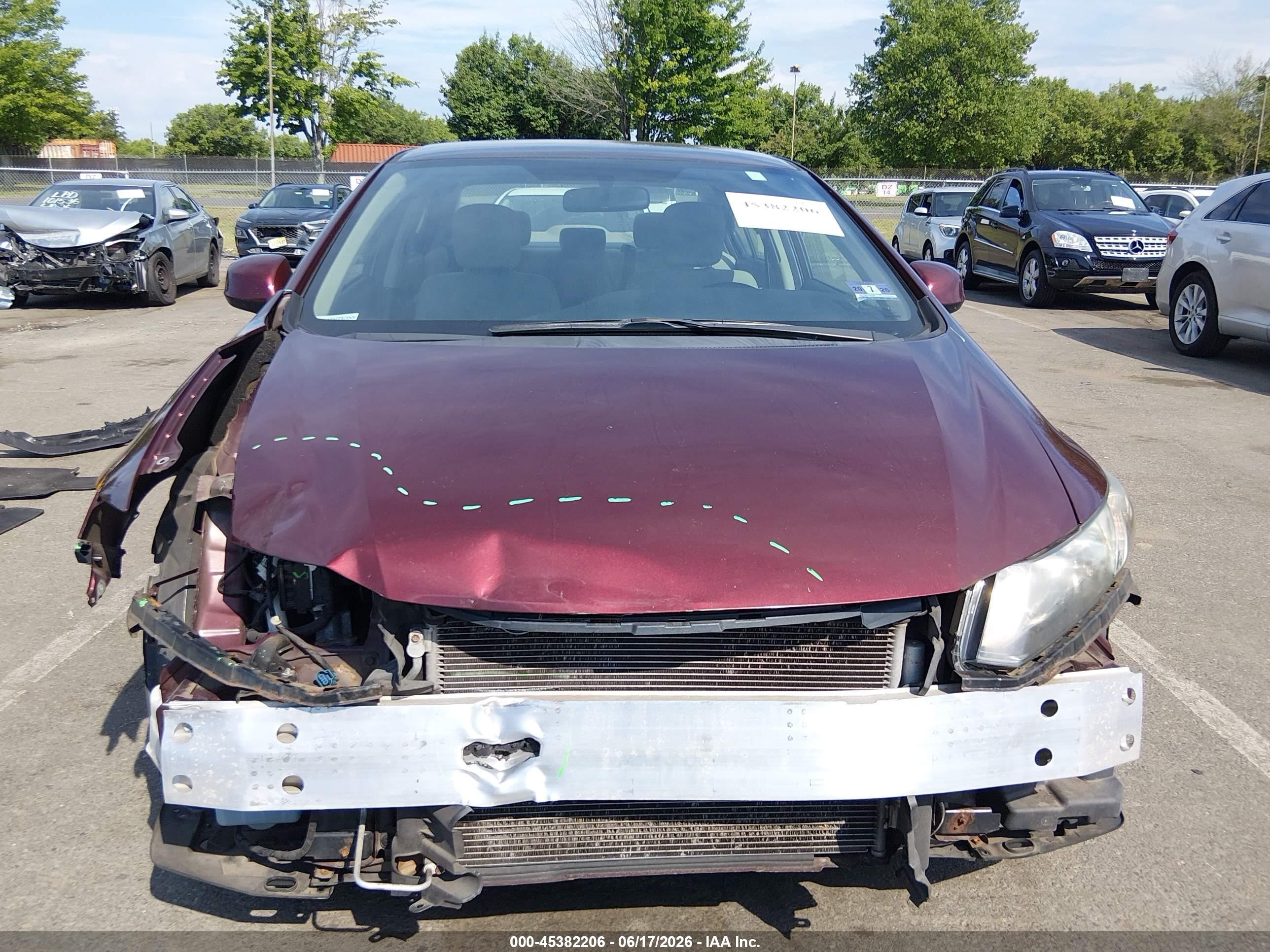 2013 Honda Civic Lx Бордовый vin: 19XFB2F53DE202640