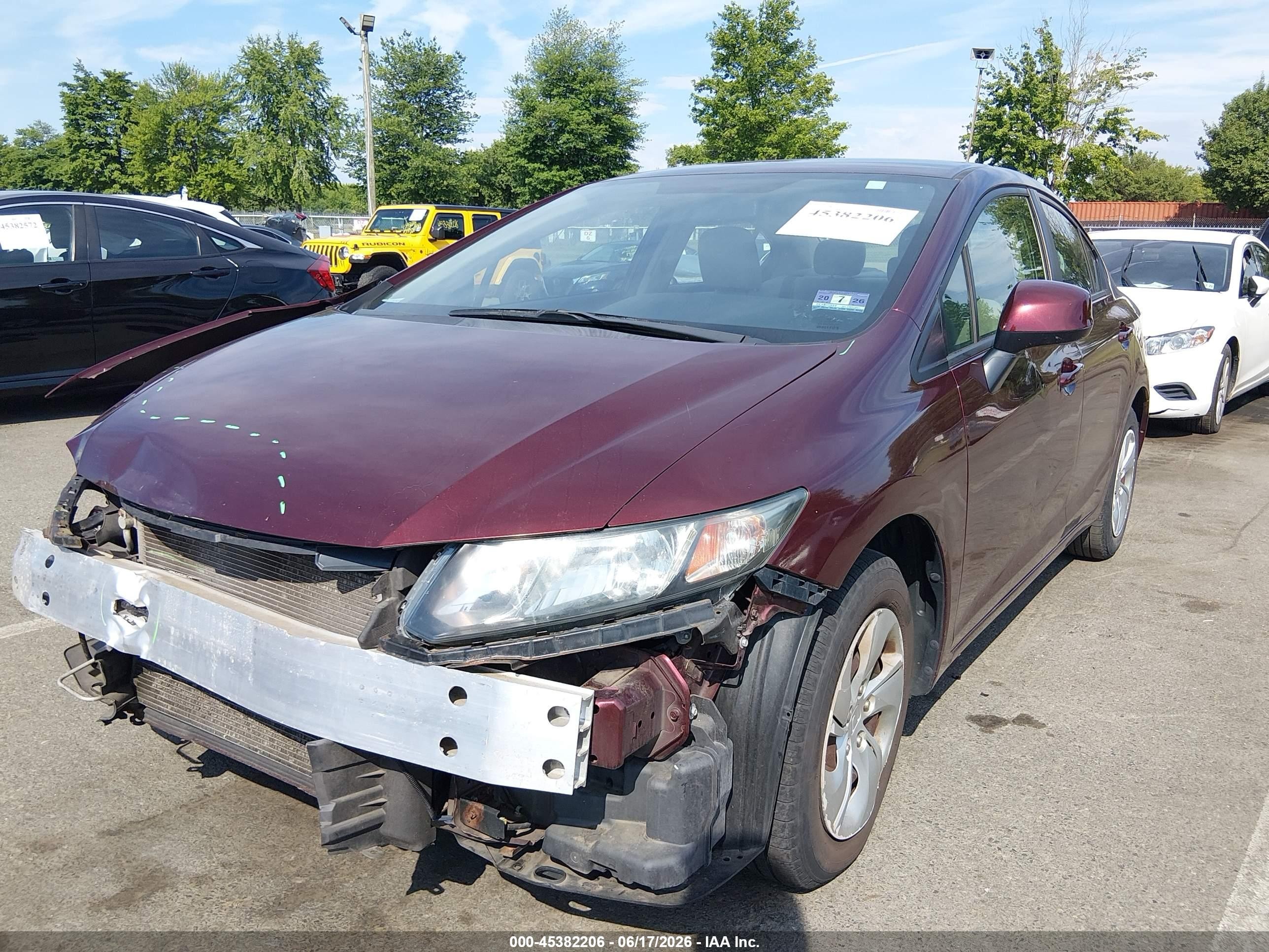 2013 Honda Civic Lx Бордовый vin: 19XFB2F53DE202640