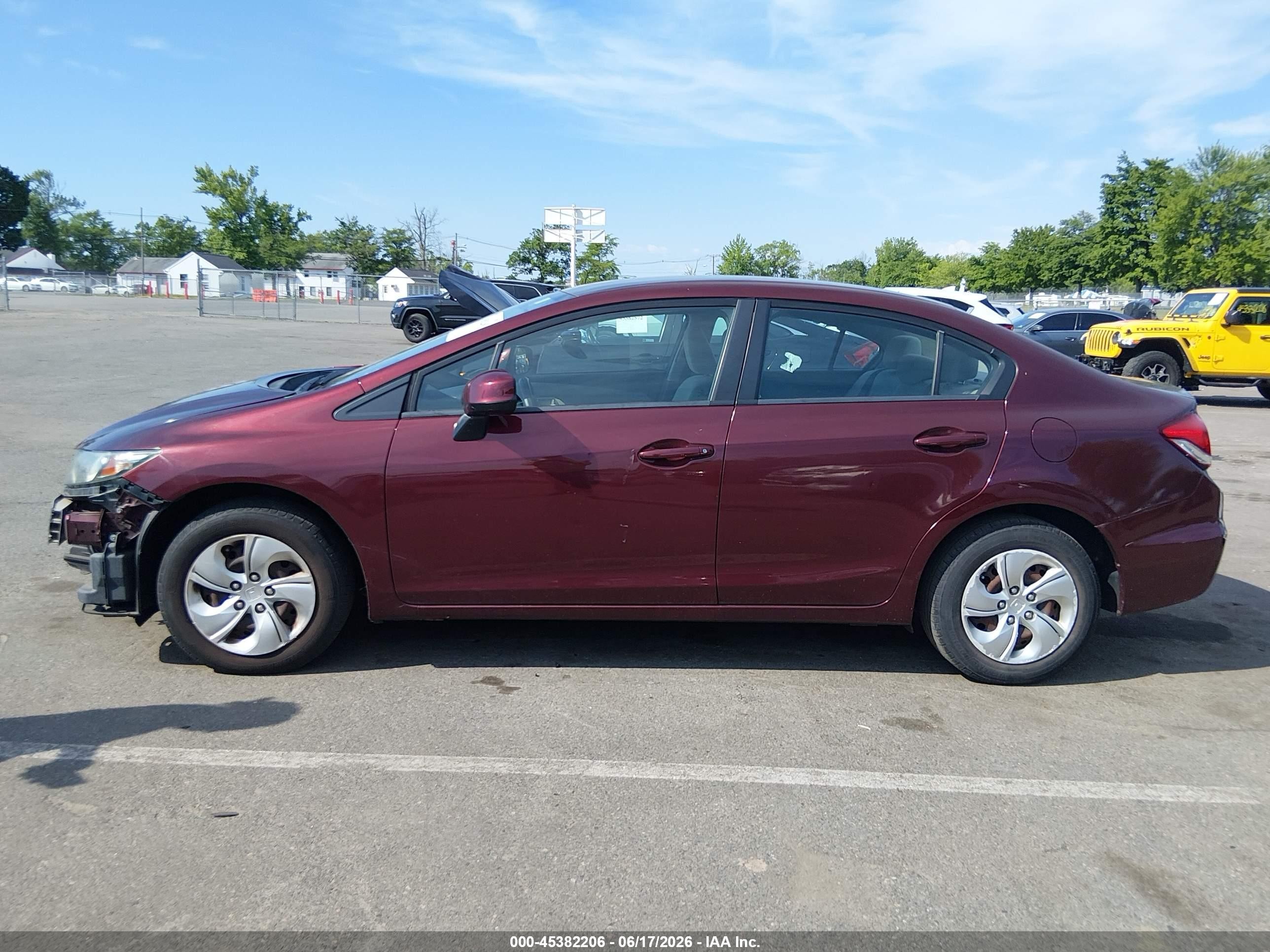 2013 Honda Civic Lx Бордовый vin: 19XFB2F53DE202640