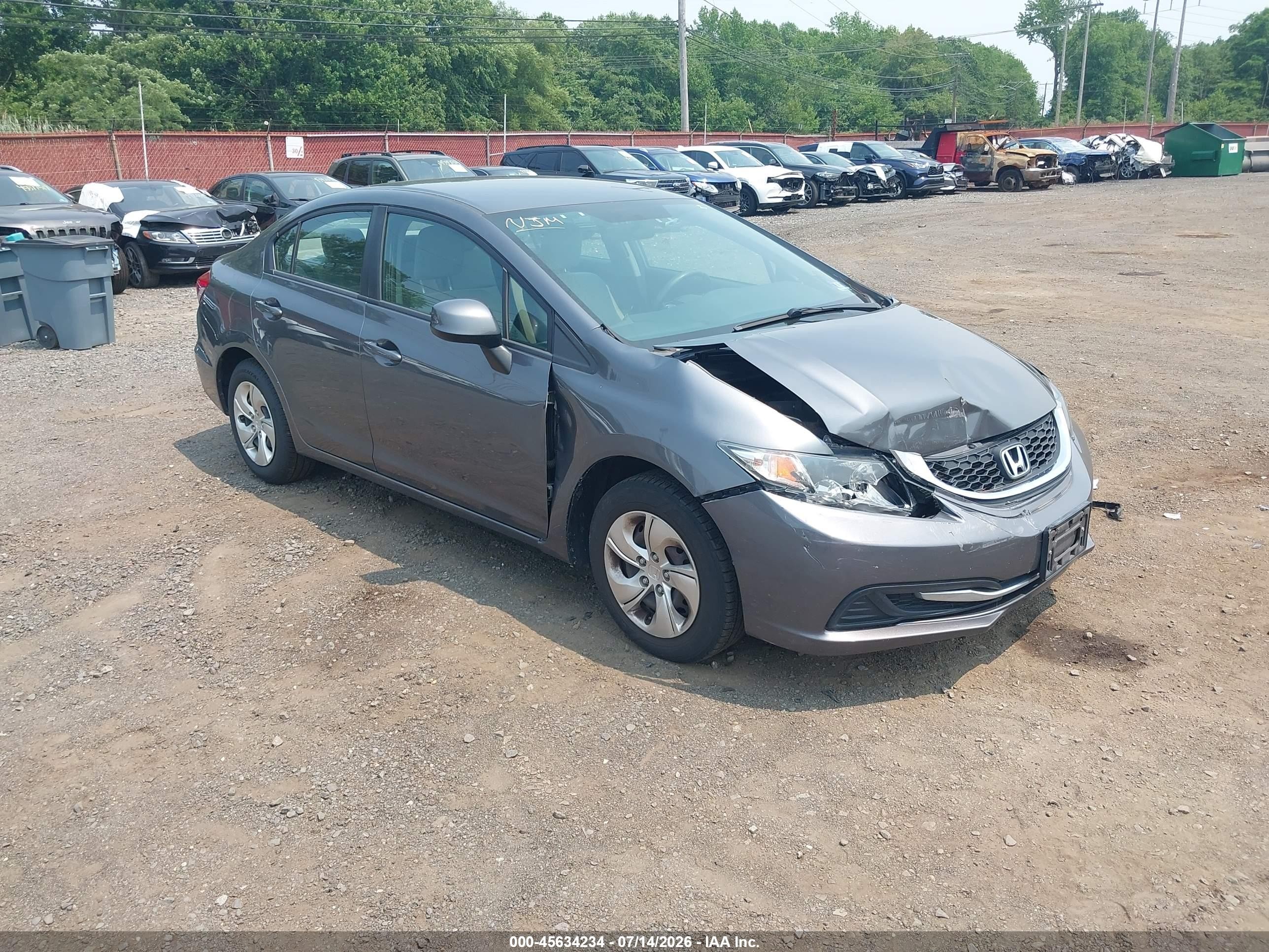 2013 Honda Civic Lx Gray vin: 19XFB2F53DE207319