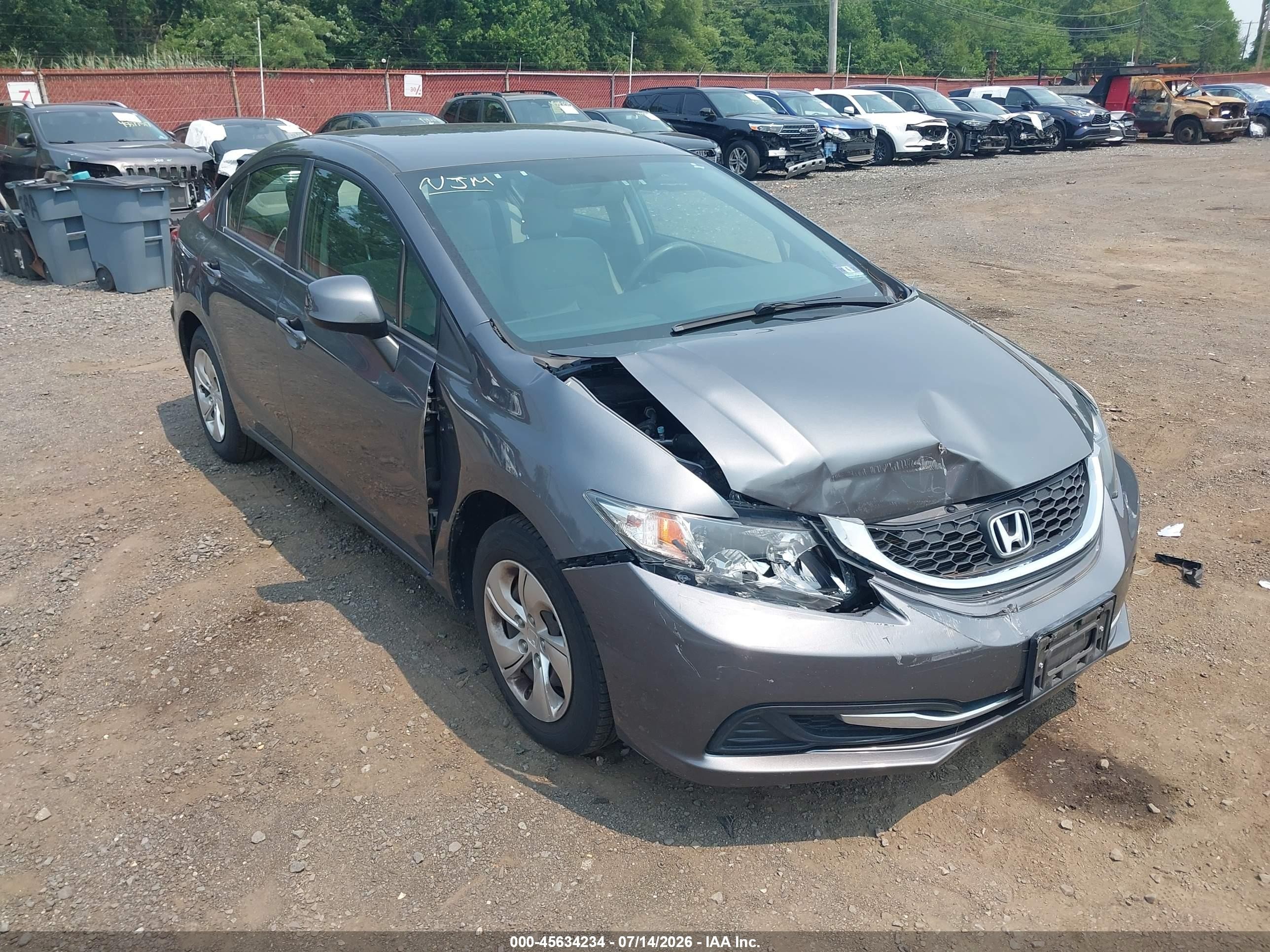 2013 Honda Civic Lx Gray vin: 19XFB2F53DE207319