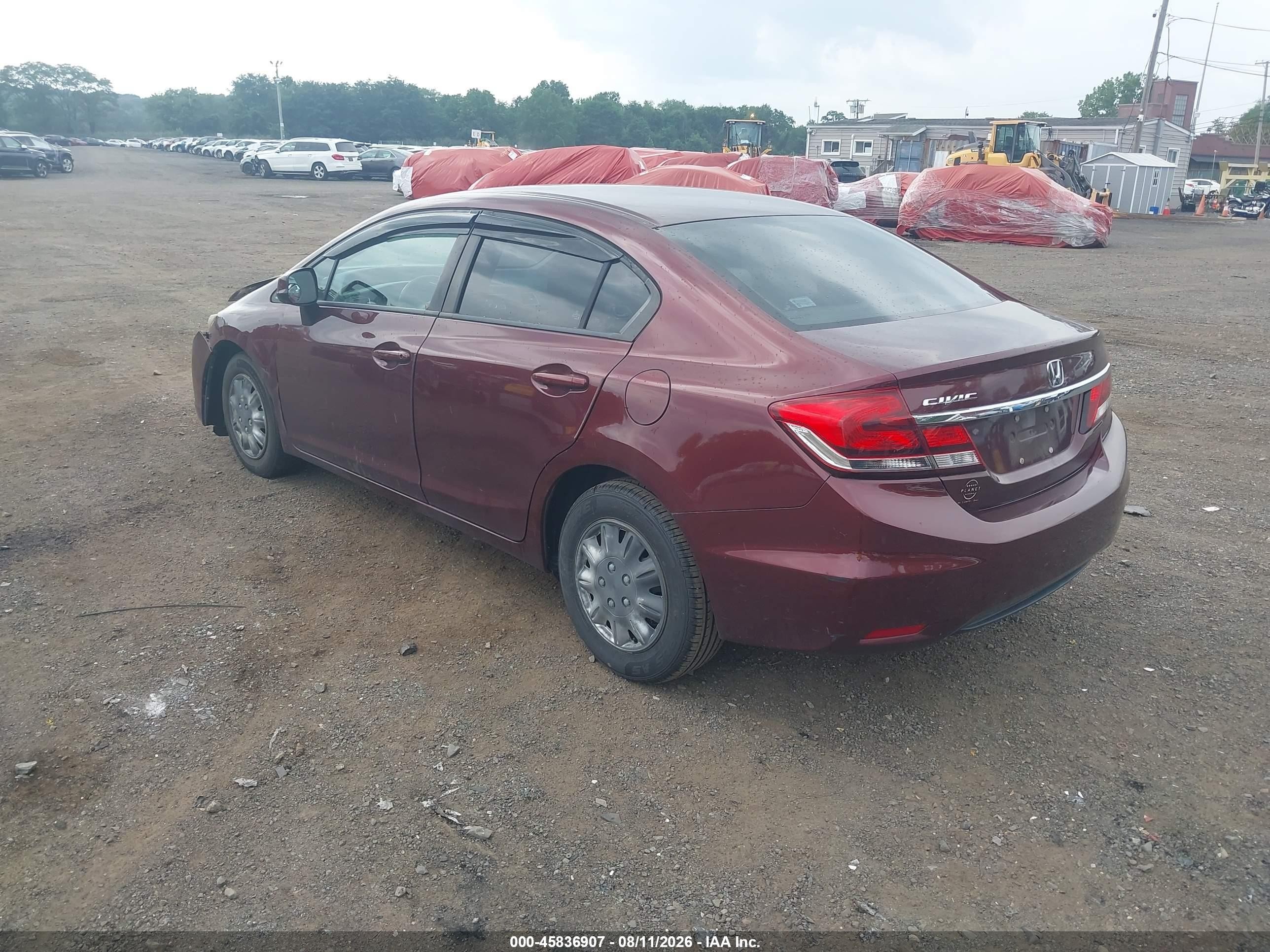2013 Honda Civic Lx Burgundy vin: 19XFB2F53DE233712