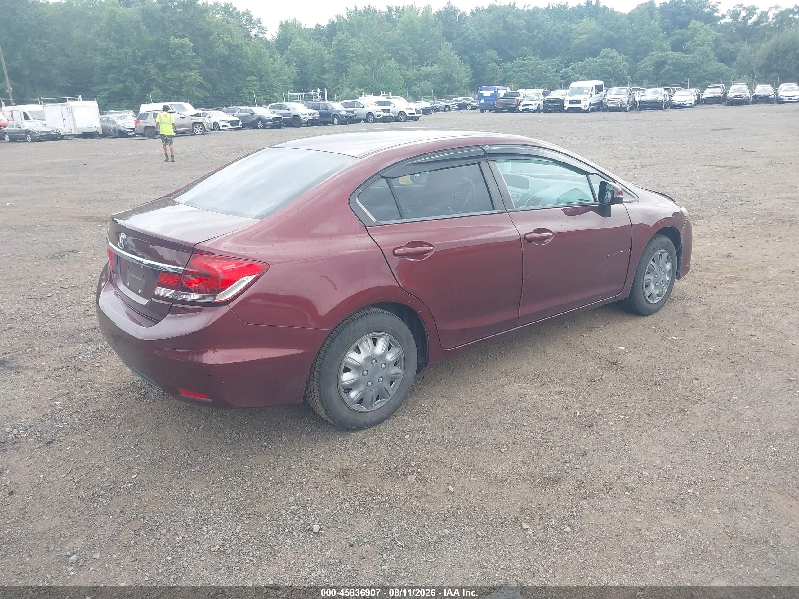 2013 Honda Civic Lx Burgundy vin: 19XFB2F53DE233712