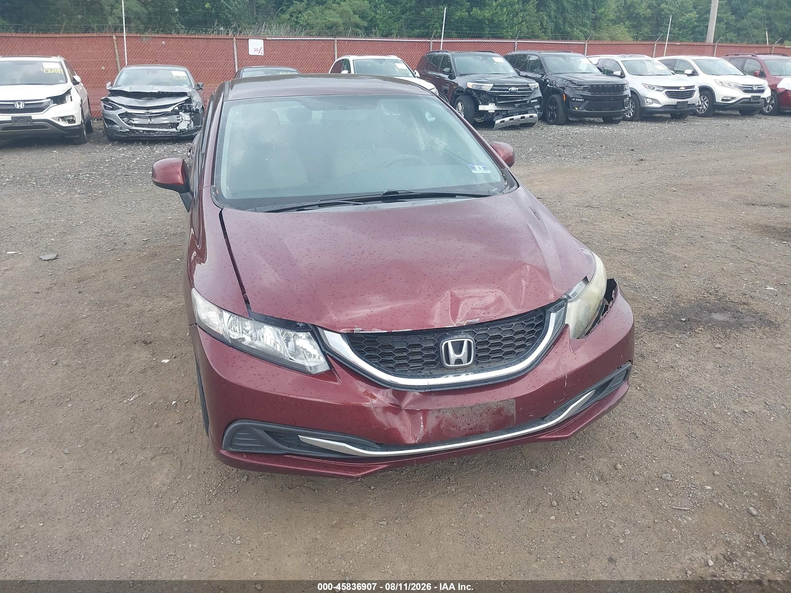 2013 Honda Civic Lx Burgundy vin: 19XFB2F53DE233712