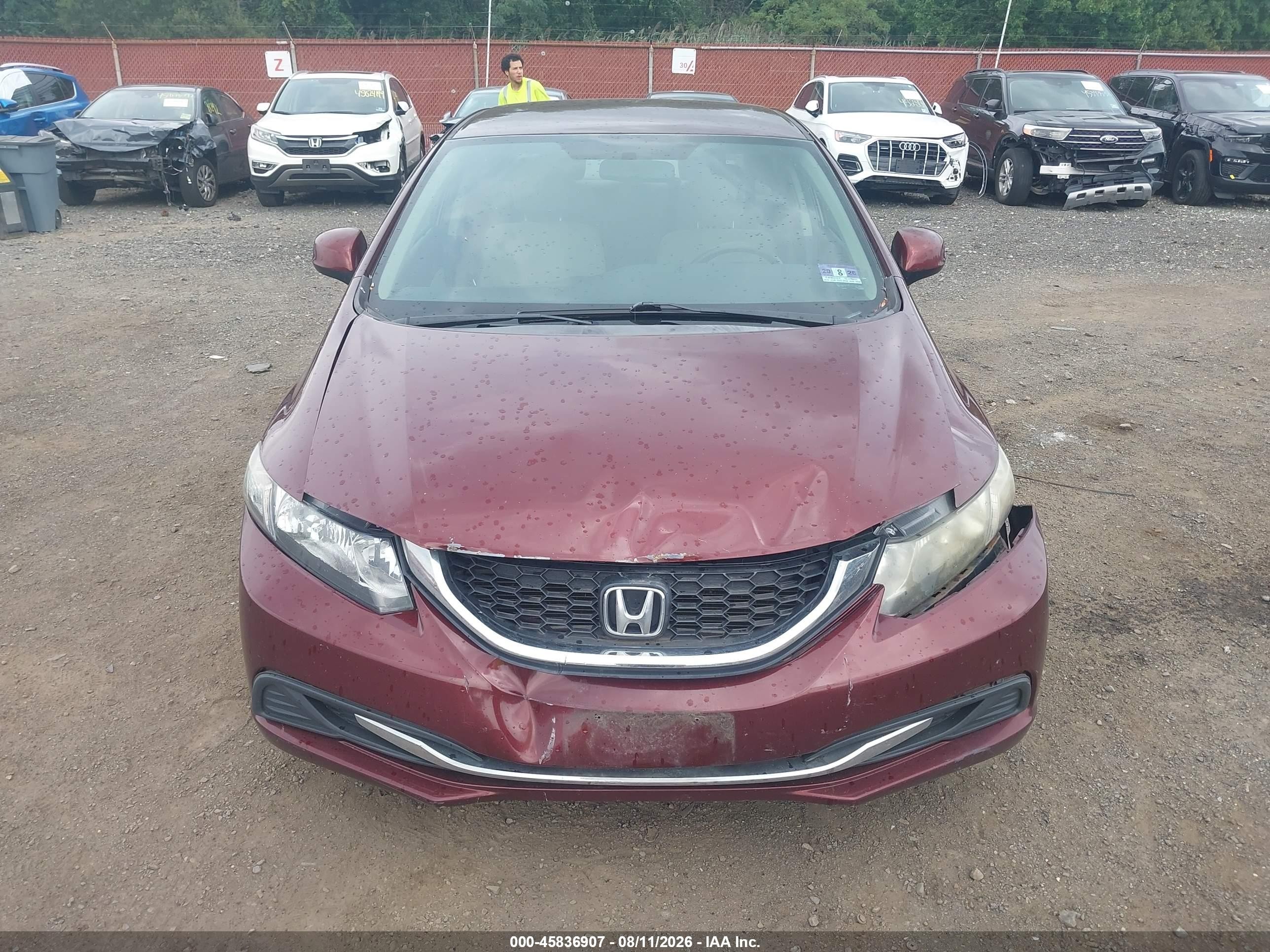 2013 Honda Civic Lx Burgundy vin: 19XFB2F53DE233712