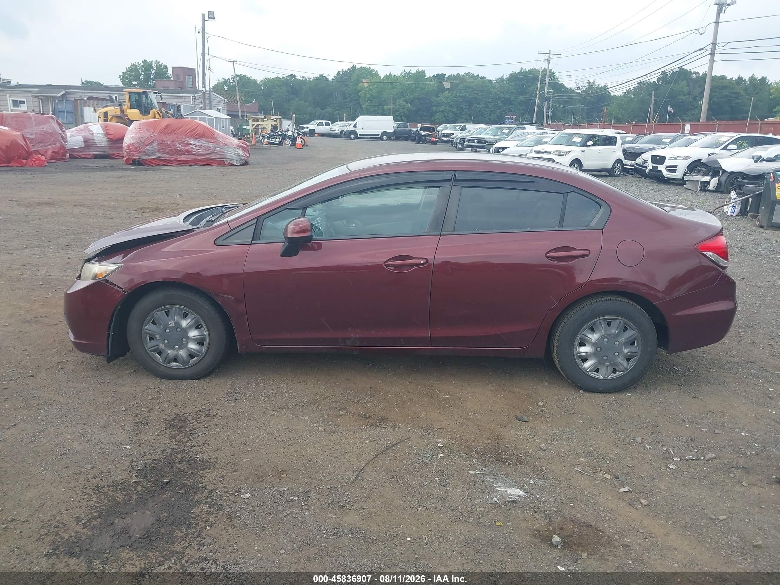2013 Honda Civic Lx Burgundy vin: 19XFB2F53DE233712