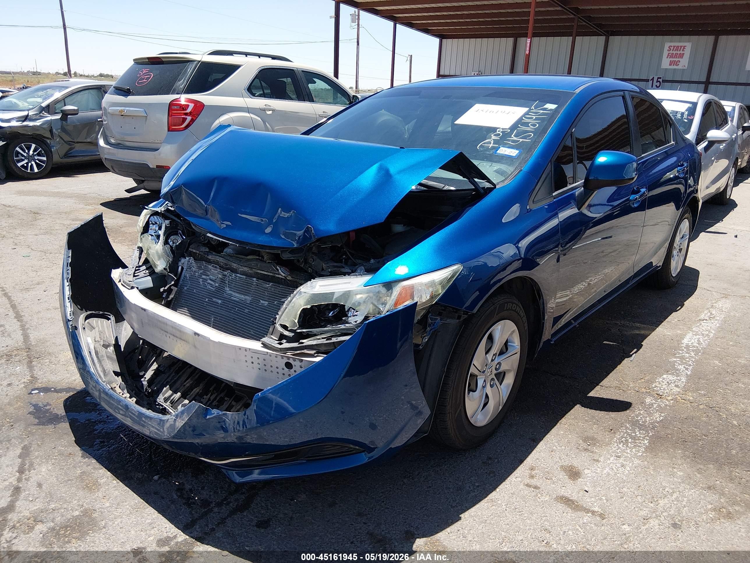 2013 Honda Civic Lx Blue vin: 19XFB2F53DE273742