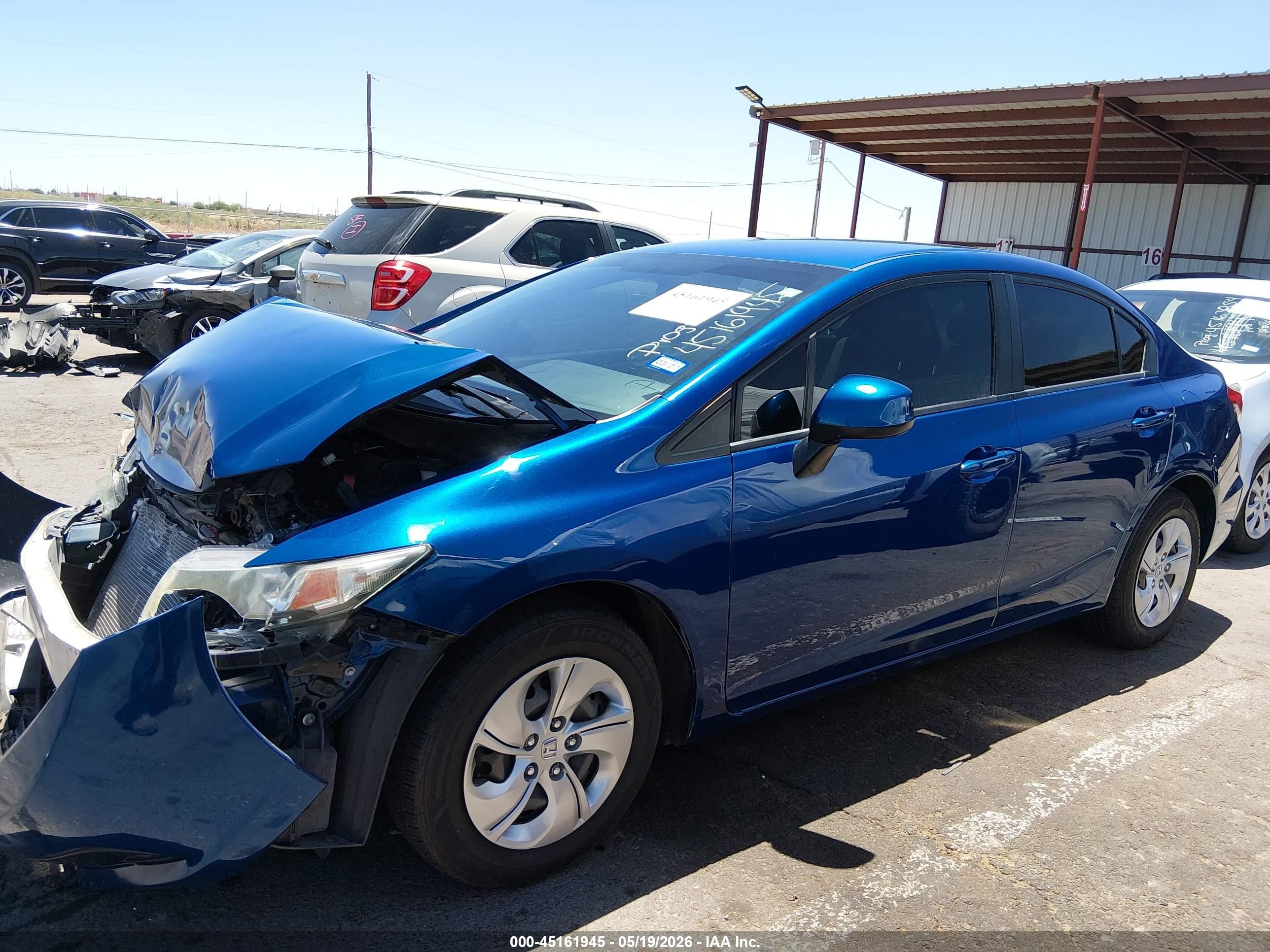 2013 Honda Civic Lx Blue vin: 19XFB2F53DE273742