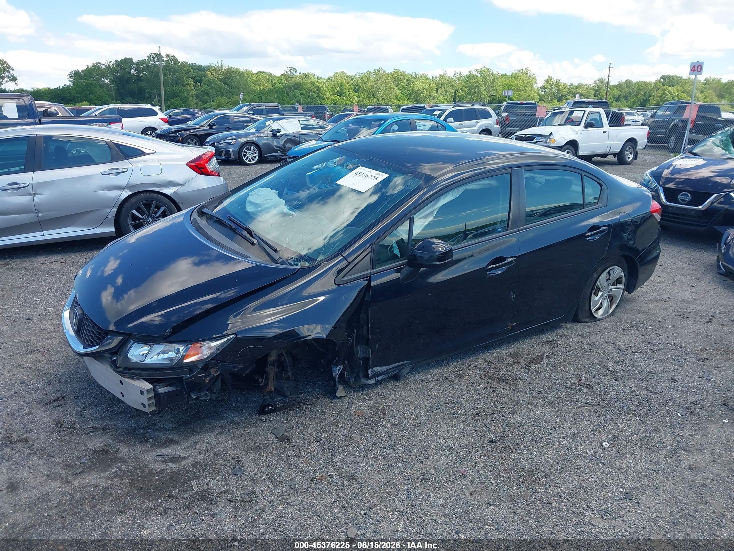 2013 Honda Civic Lx Black vin: 19XFB2F53DE281162