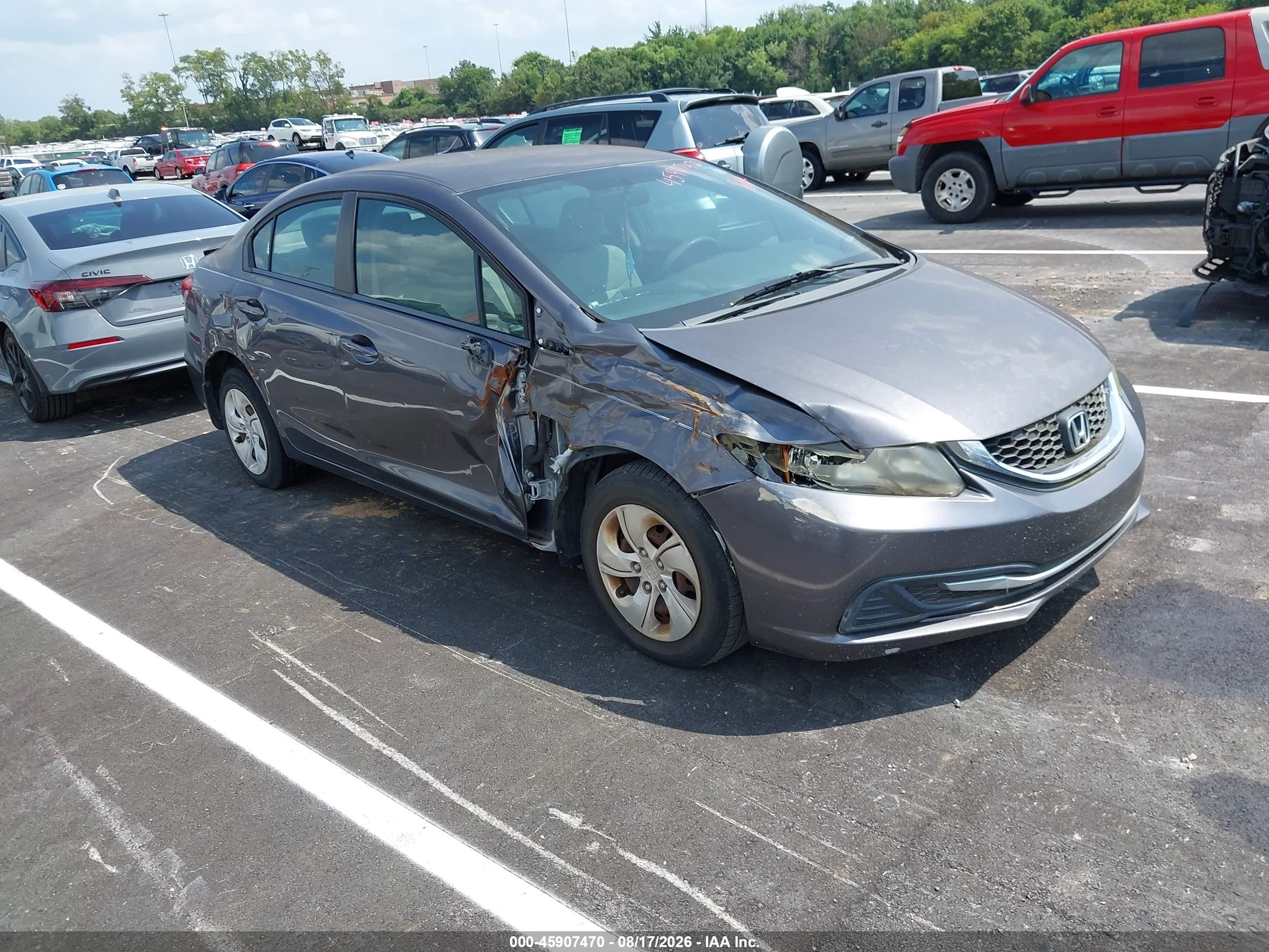 2014 Honda Civic Lx Gray vin: 19XFB2F53EE019658