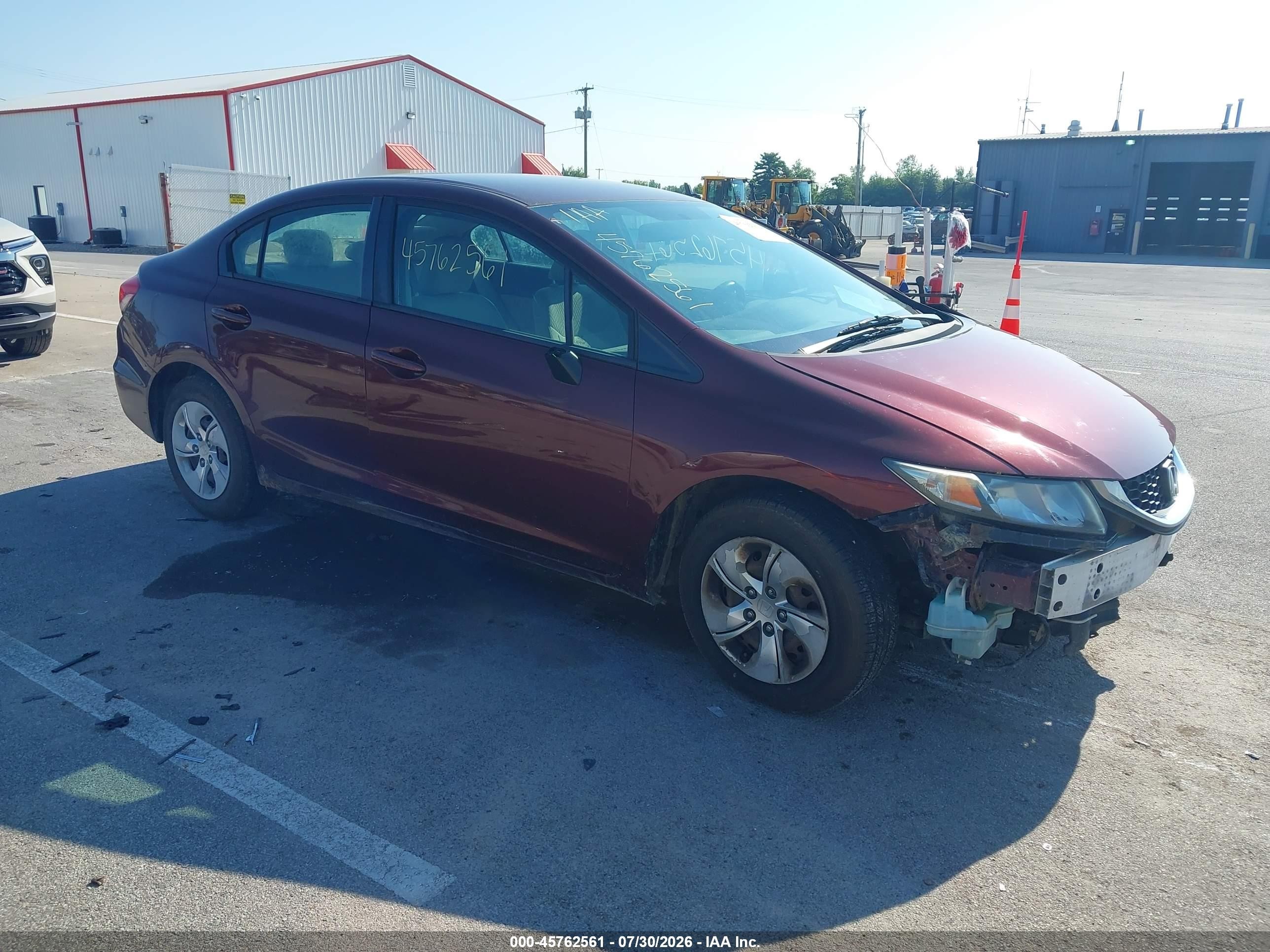 2014 Honda Civic Lx Burgundy vin: 19XFB2F53EE022818