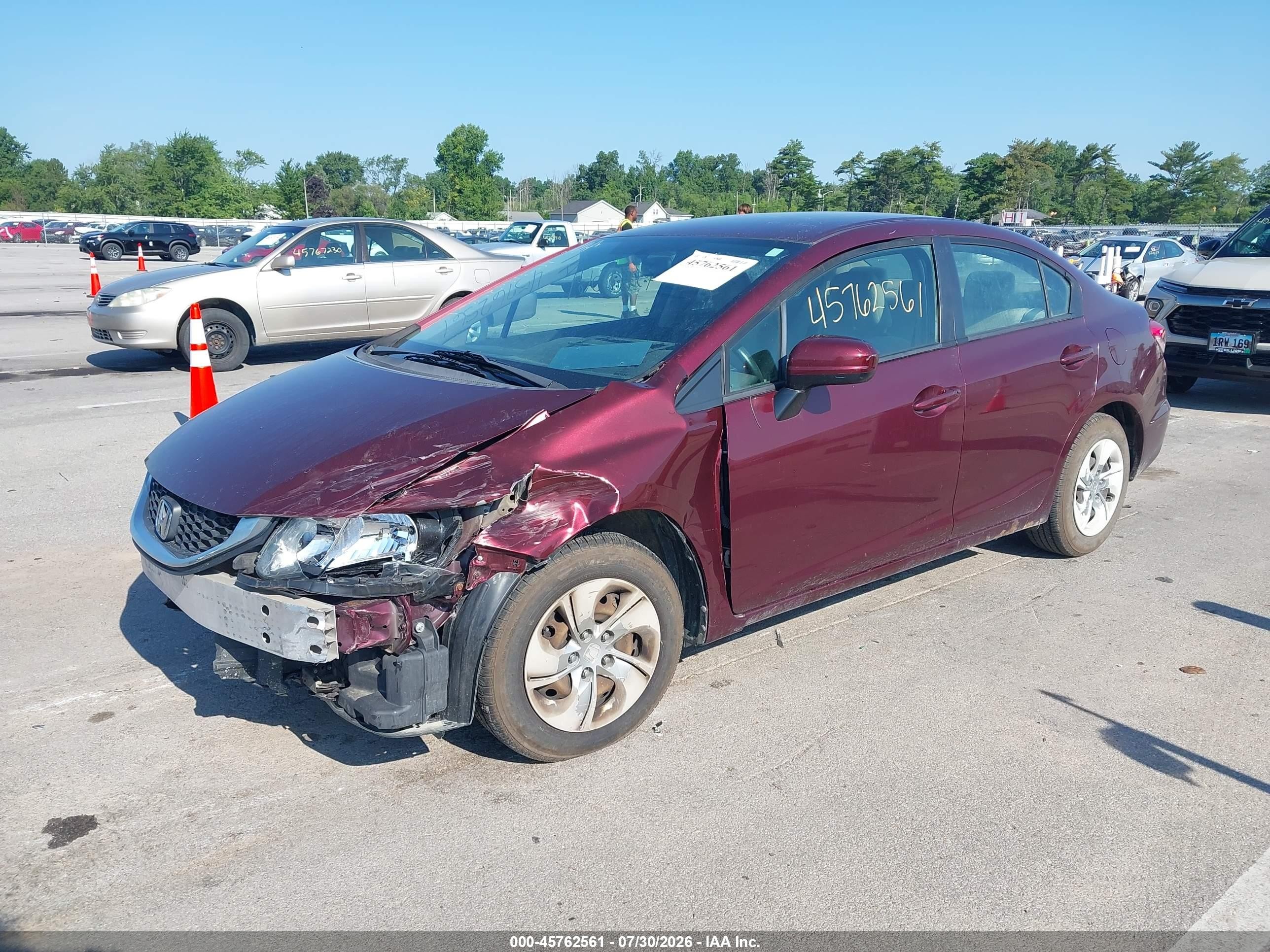 2014 Honda Civic Lx Burgundy vin: 19XFB2F53EE022818