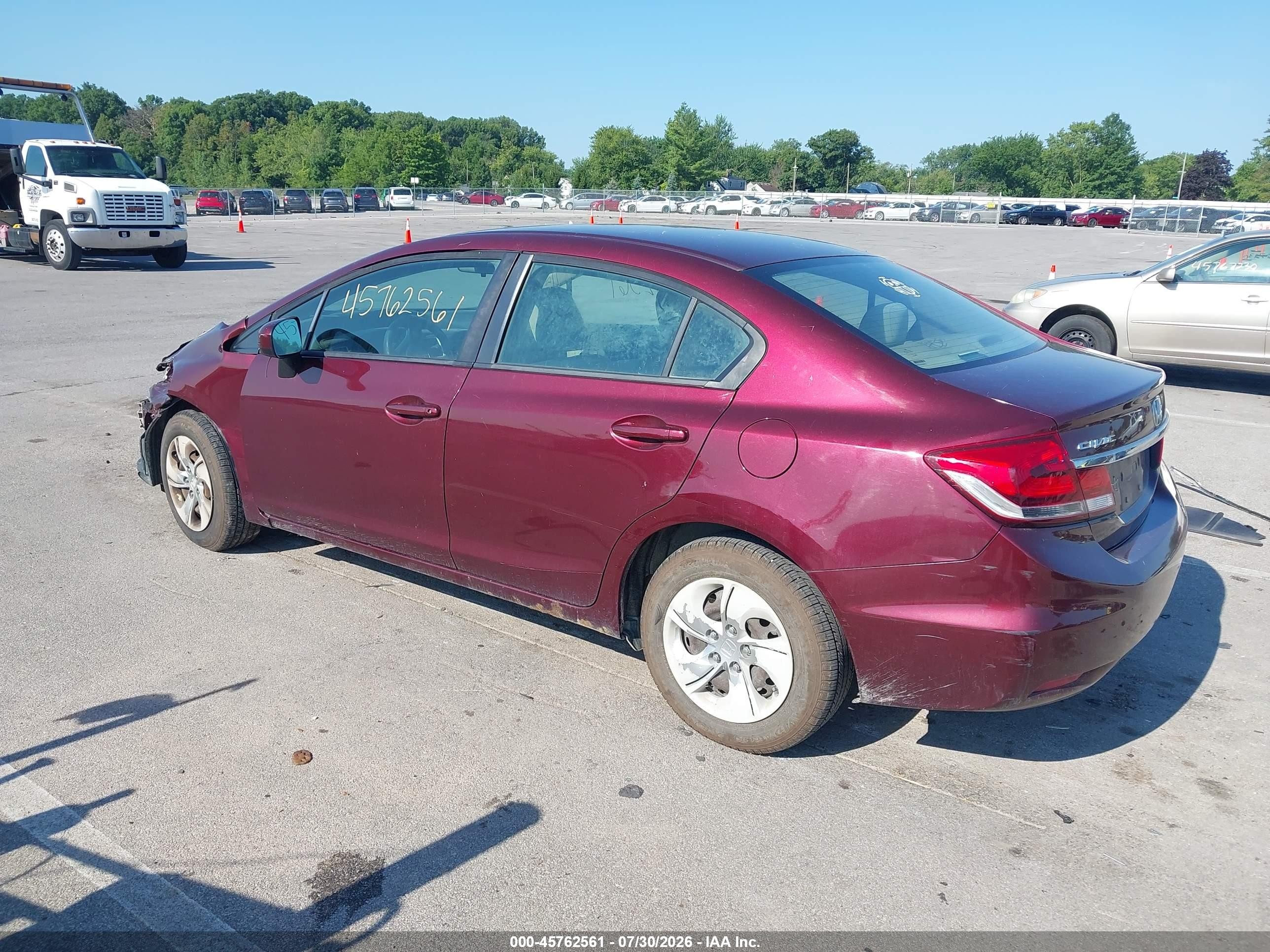 2014 Honda Civic Lx Burgundy vin: 19XFB2F53EE022818