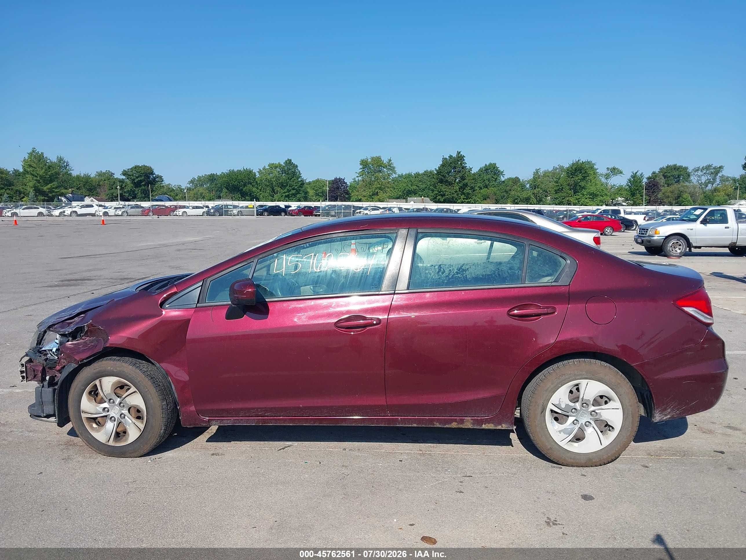 2014 Honda Civic Lx Burgundy vin: 19XFB2F53EE022818