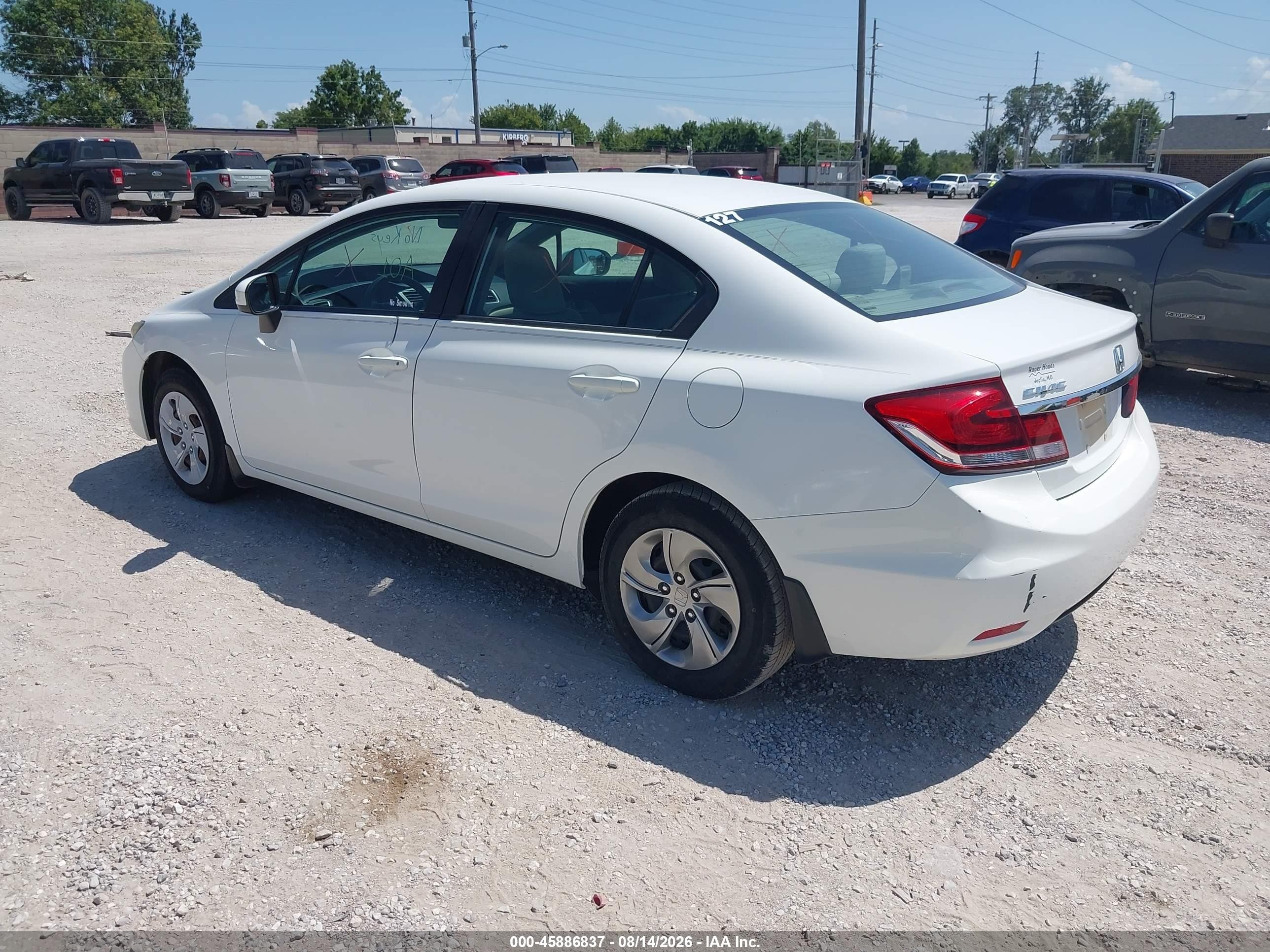 2014 Honda Civic Lx White vin: 19XFB2F53EE042406