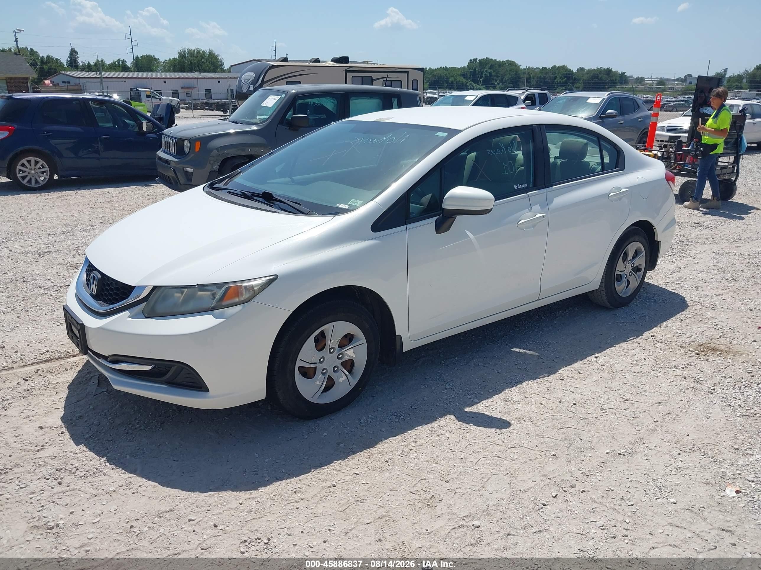 2014 Honda Civic Lx White vin: 19XFB2F53EE042406