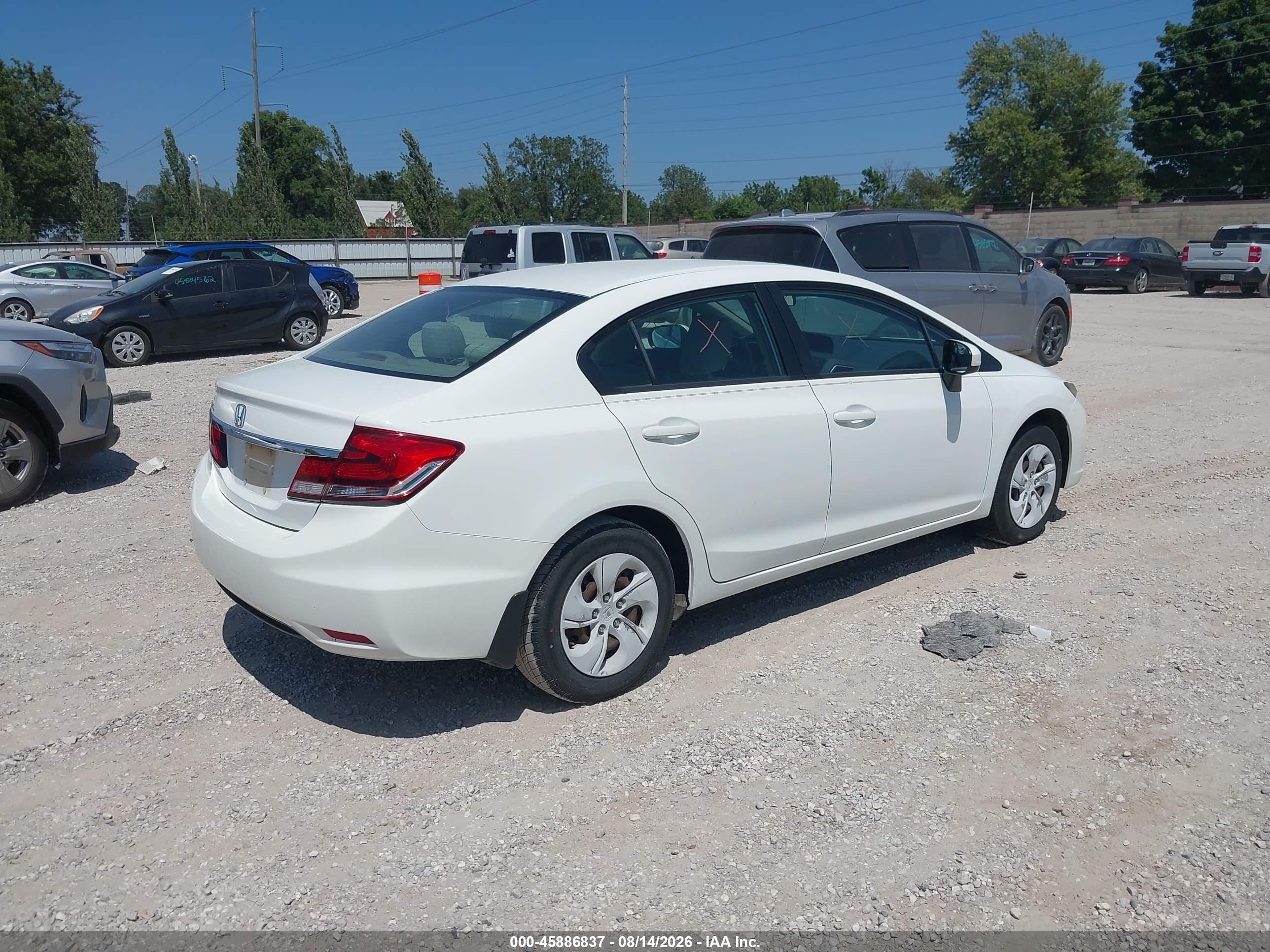 2014 Honda Civic Lx White vin: 19XFB2F53EE042406