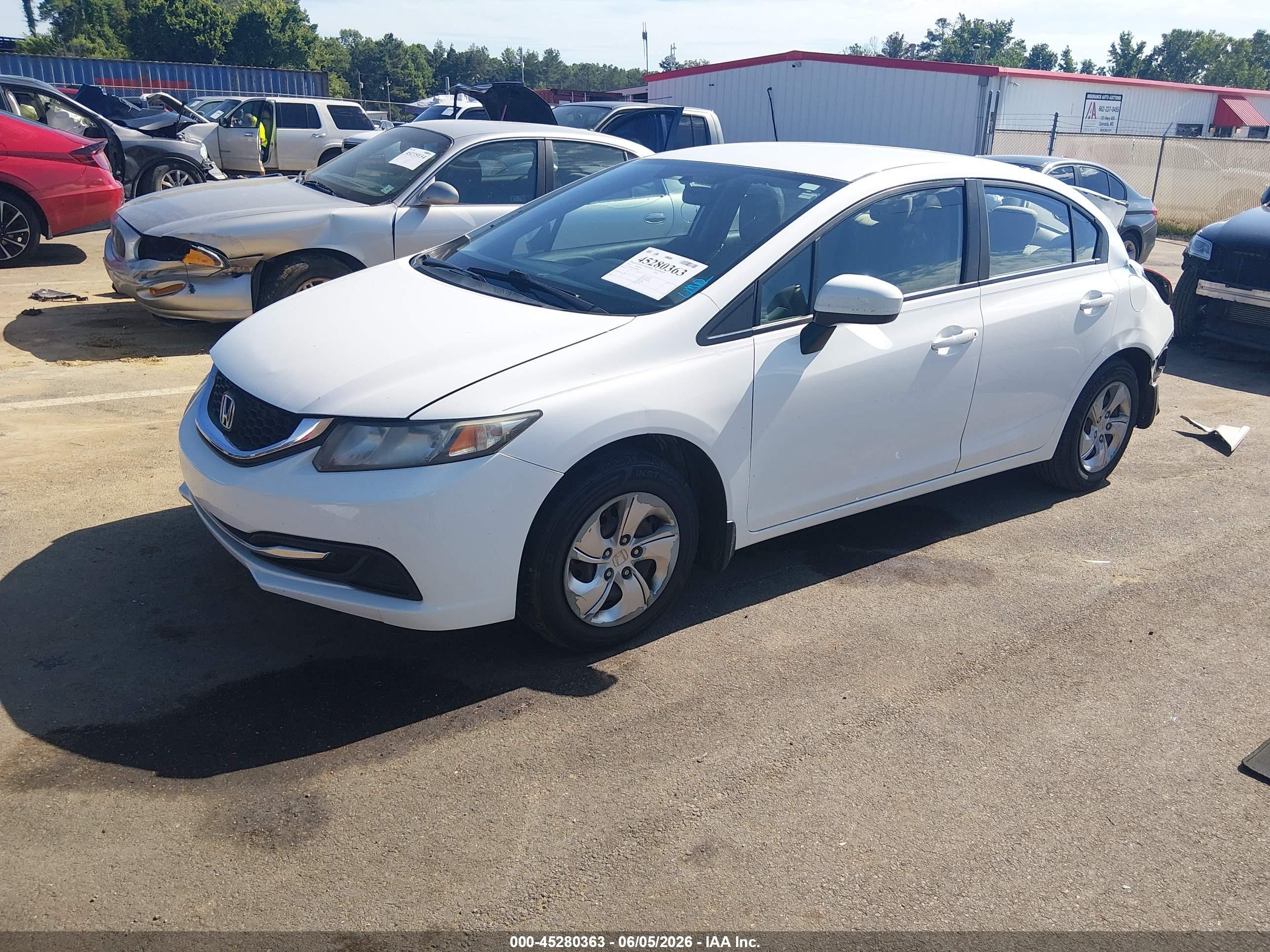 2014 Honda Civic Lx White vin: 19XFB2F53EE064616