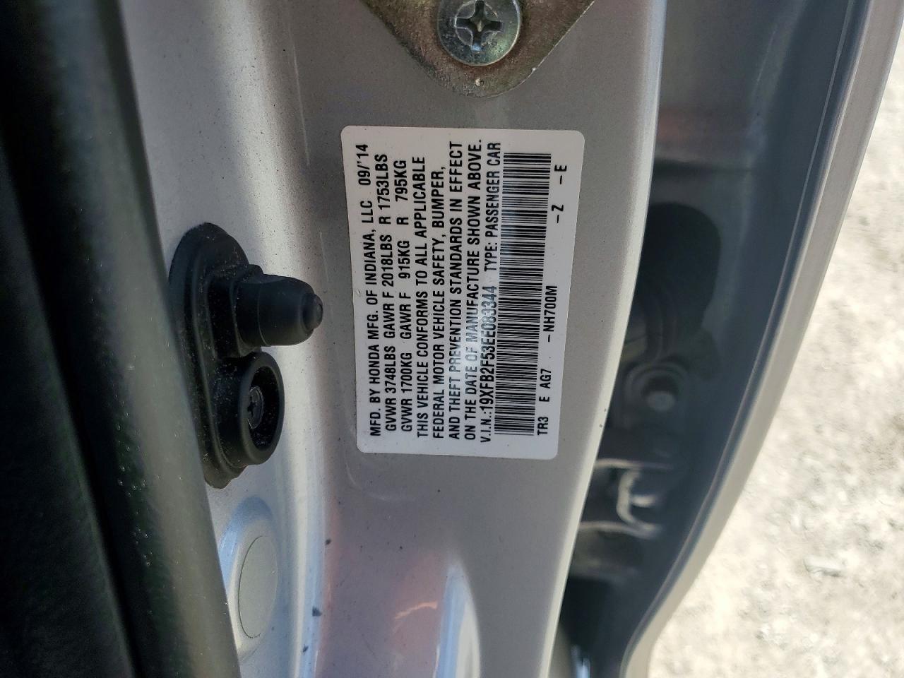2014 Honda Civic Lx Silver vin: 19XFB2F53EE083344