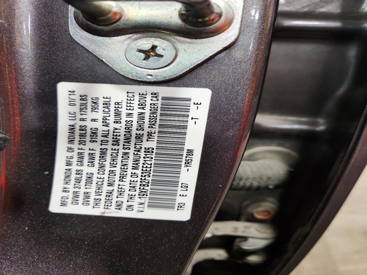 2014 Honda Civic Lx Tan vin: 19XFB2F53EE213185