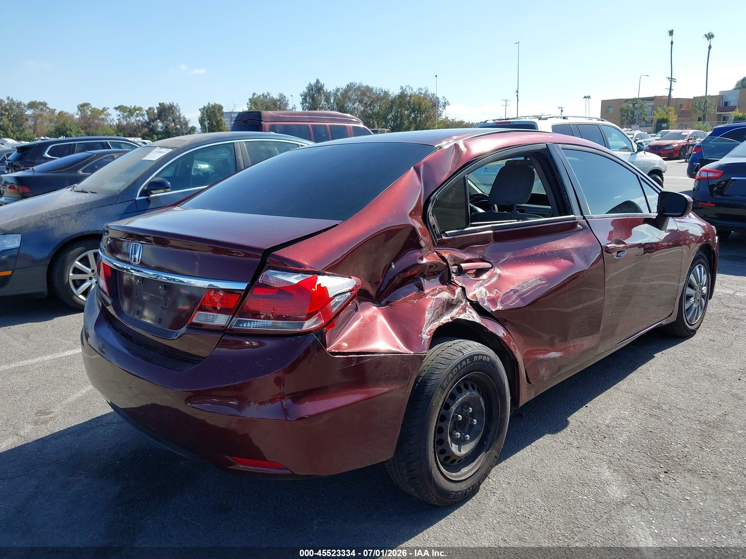 2014 Honda Civic Lx Burgundy vin: 19XFB2F53EE246042