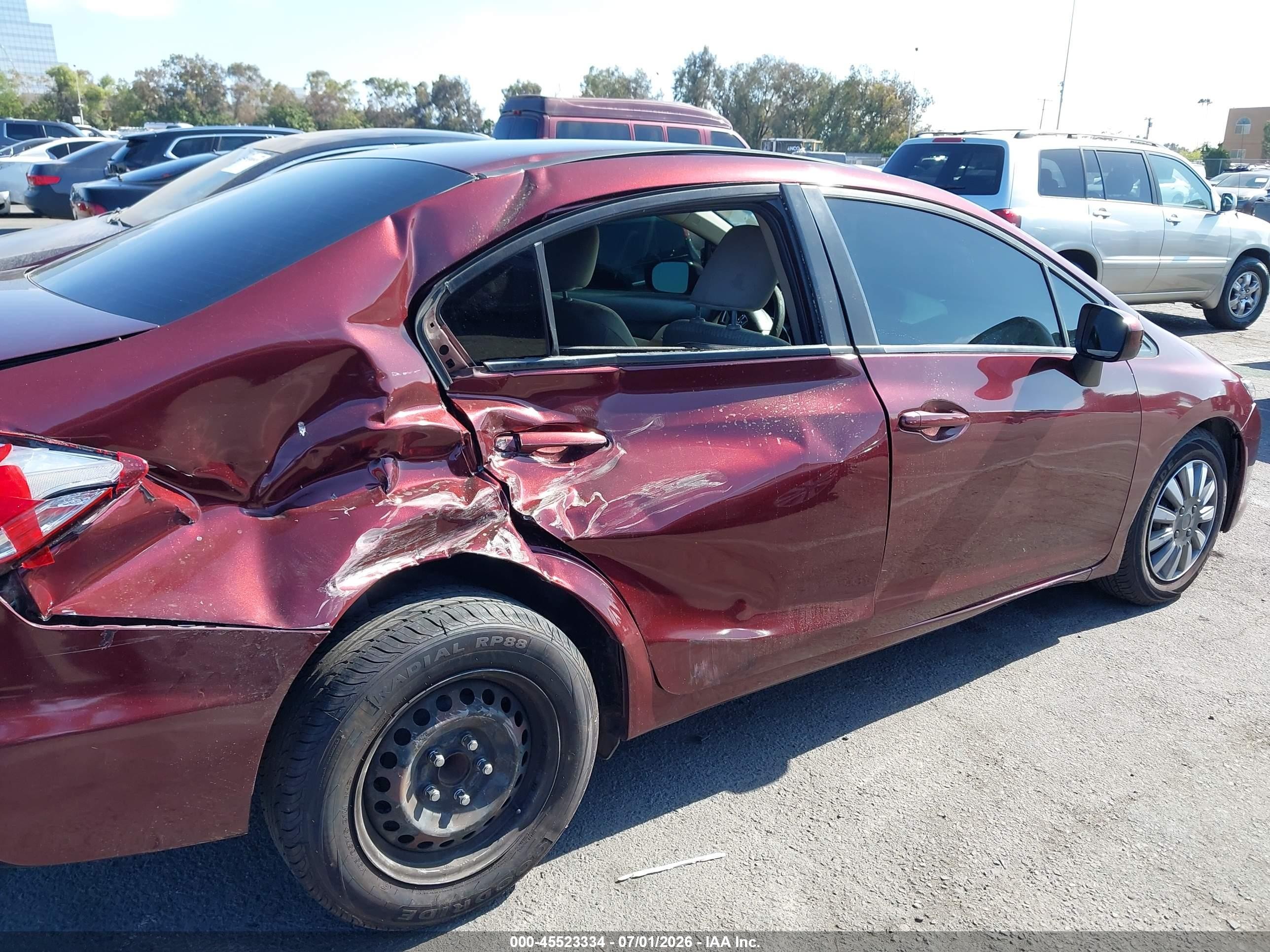 2014 Honda Civic Lx Burgundy vin: 19XFB2F53EE246042