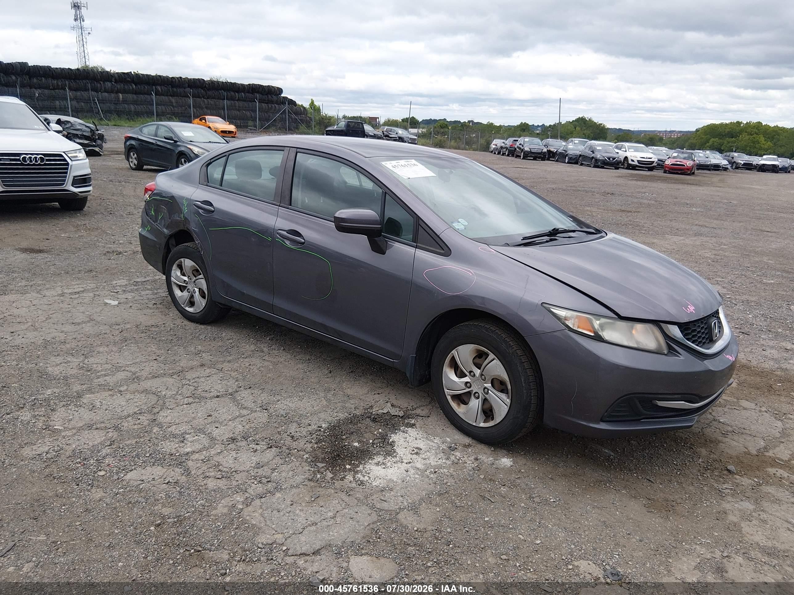 2014 Honda Civic Lx Gray vin: 19XFB2F53EE256781